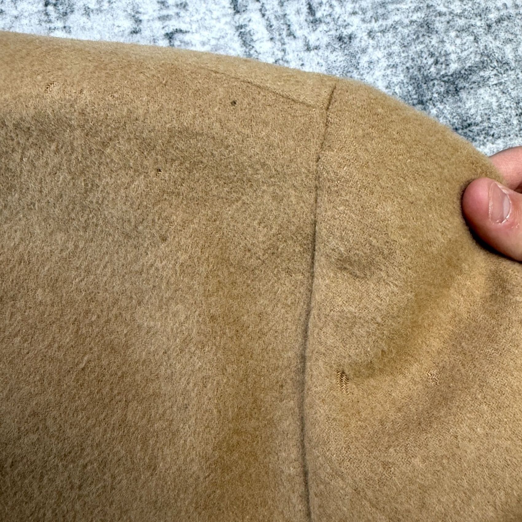 Nordstrom VINTAGE Nordstrom Blazer Jacket Men 50L Beige Camel Wool Cotton Solid Notch 2-Button Single-Breasted Old Money Academia"} Size 50R - 7 Thumbnail
