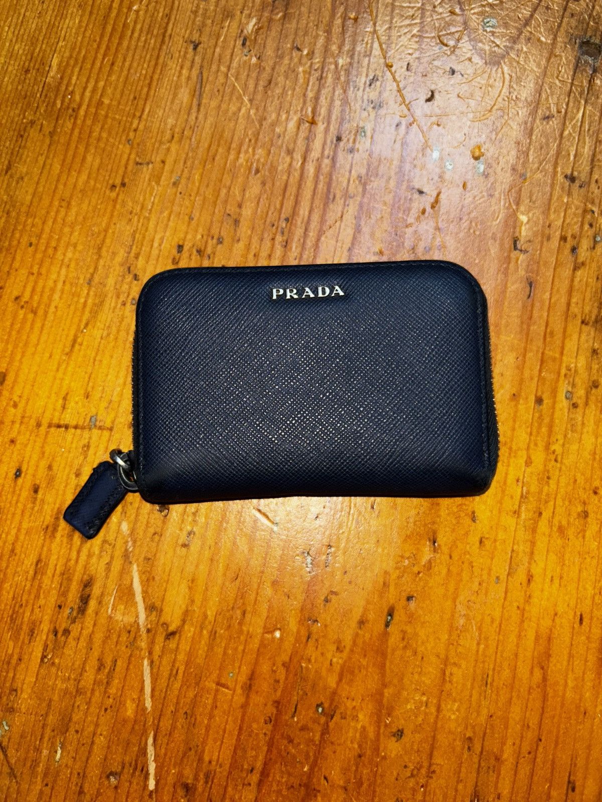 Prada Prada Saffiano Leather Coin Case Wallet Navy Blue Size ONE SIZE - 1 Thumbnail