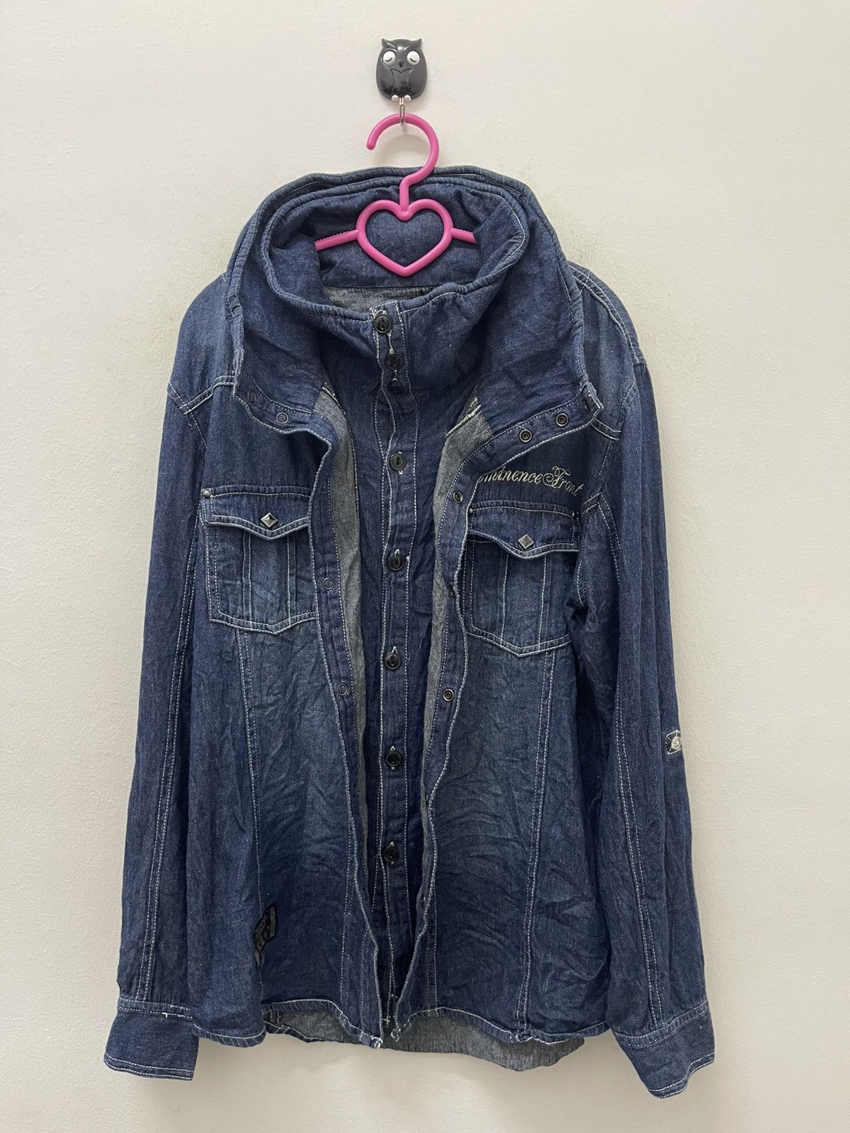 In The Attic Rare Vintage IN THE ATTIC Double Button Double Collar Hoodie Size US L / EU 52-54 / 3 - 10 Thumbnail
