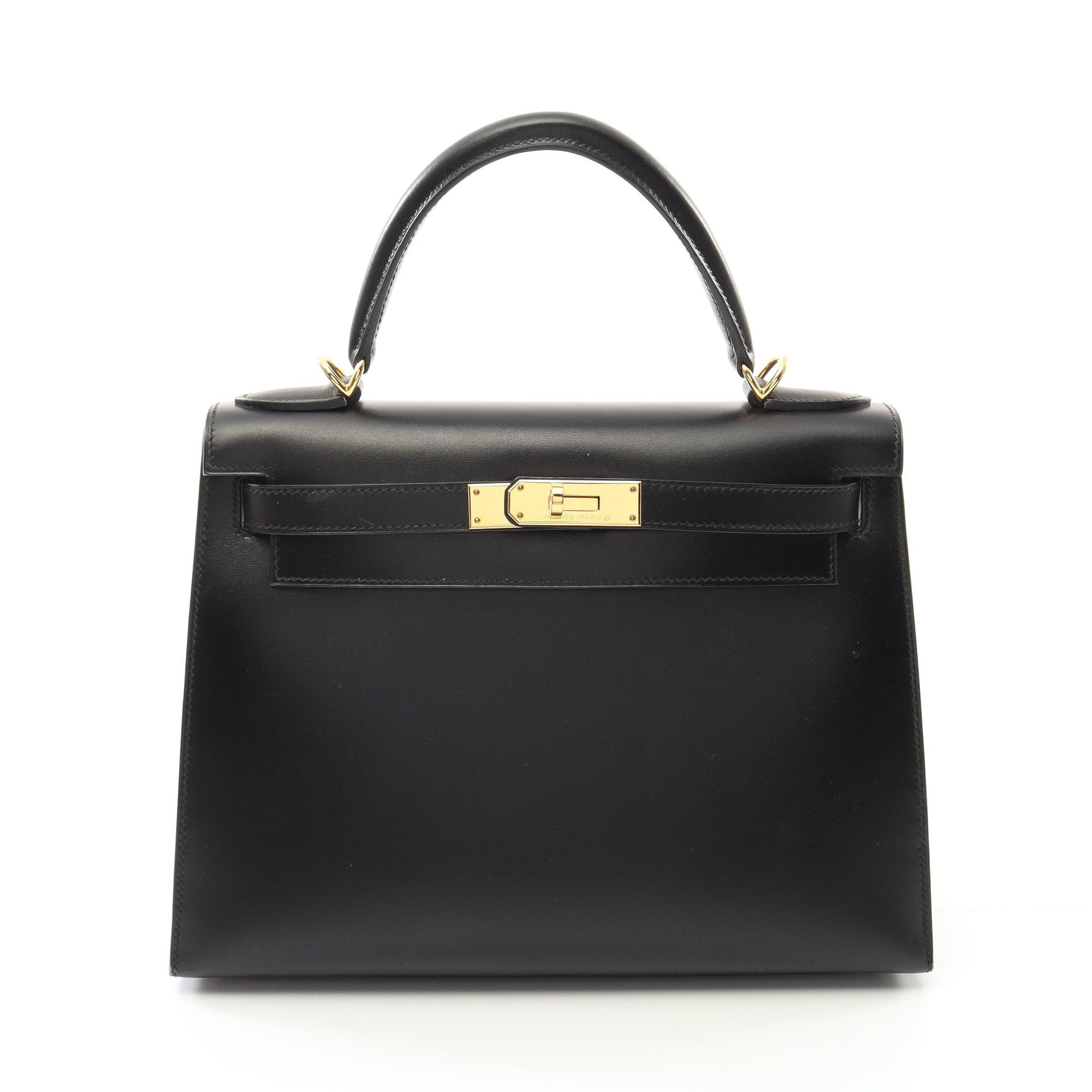 Hermes Hermes Kelly28 Handbag Box Calf Black Gold Hardware Outside Sewing Stamp Size ONE SIZE - 1 Thumbnail