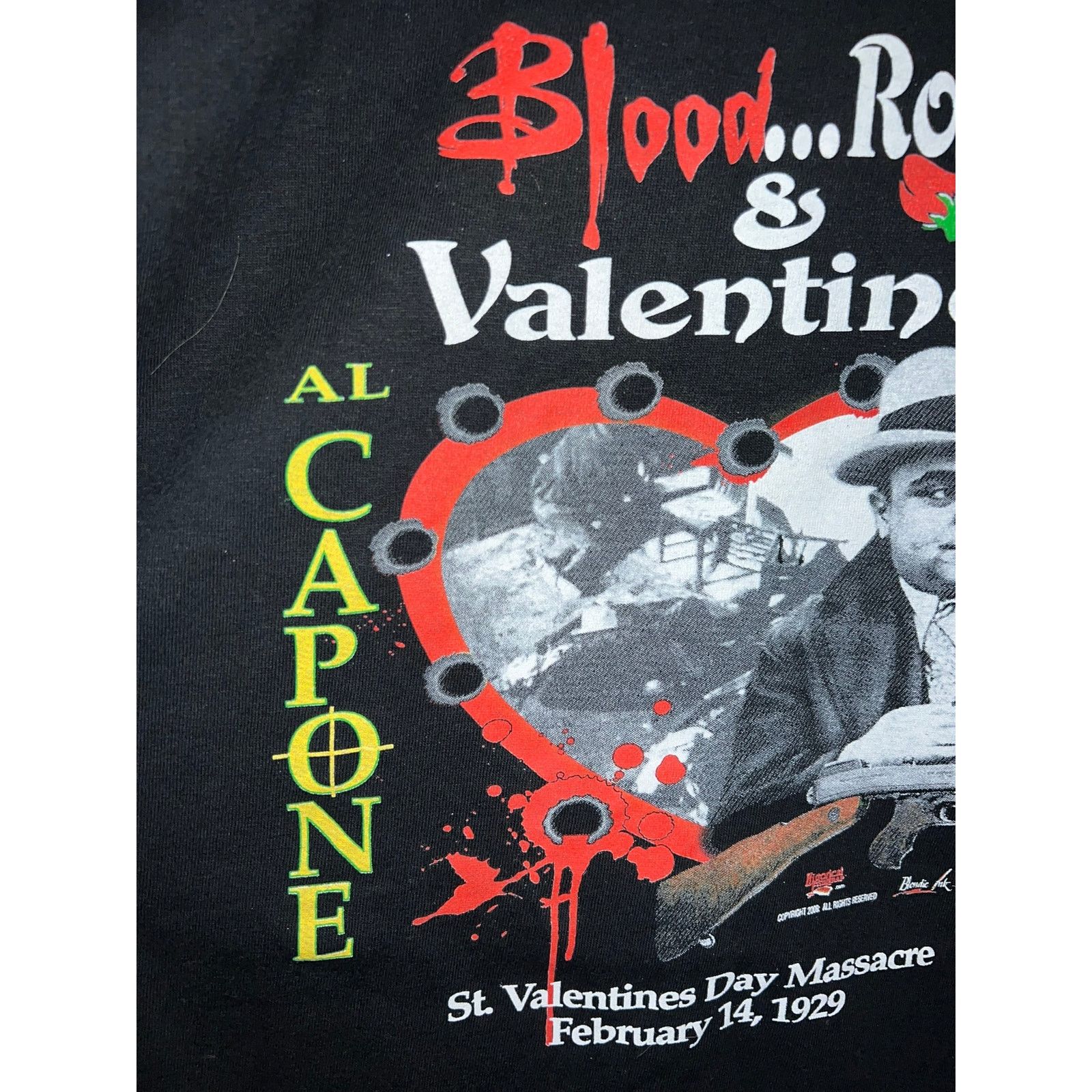 Gildan Vintage Al Capone Shirt Blood Roses & Valentines Tee Large Size US L / EU 52-54 / 3 - 5 Thumbnail