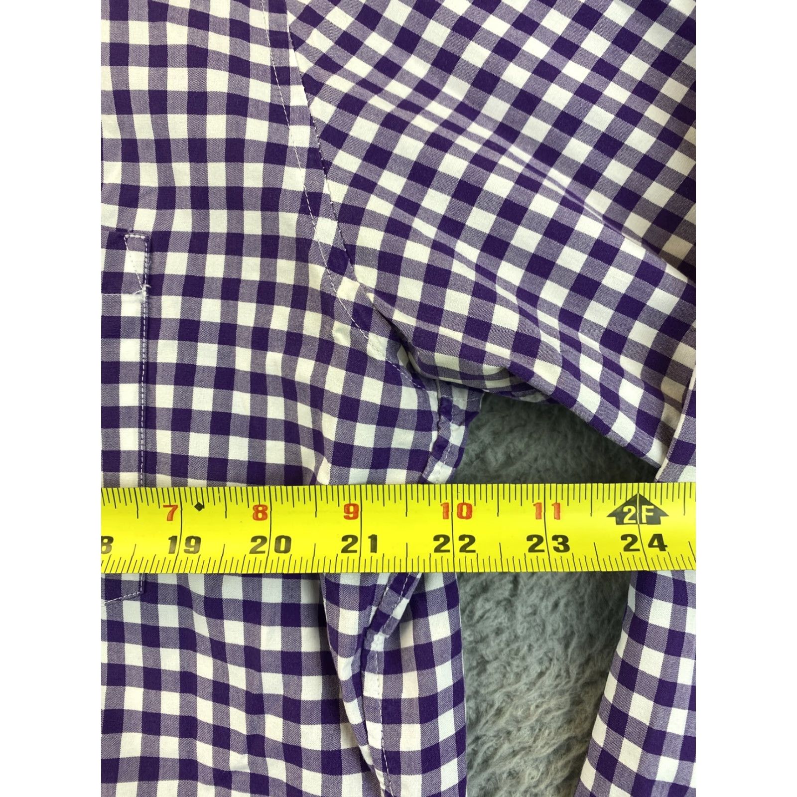 J.Crew Sewn for J.CREW Men's dress Shirt check plaid Purple white L slim fit /79-12 Size 42R - 6 Thumbnail