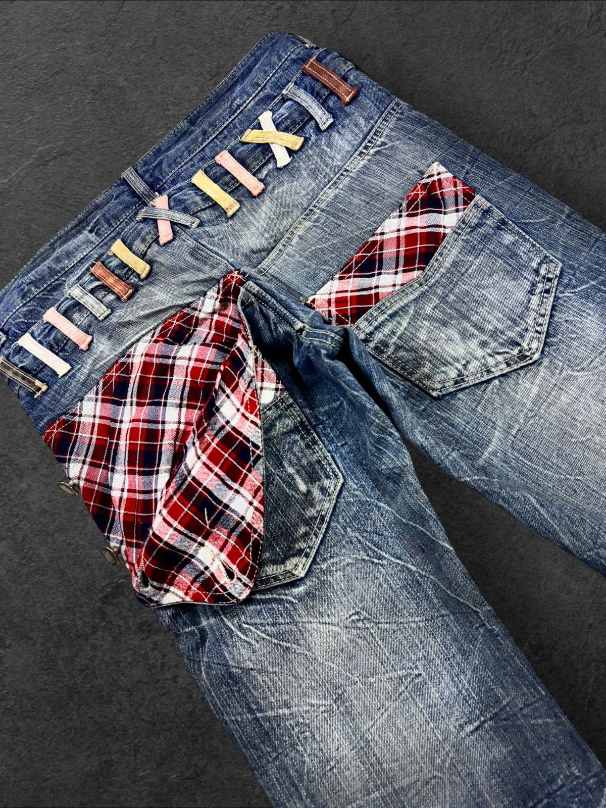 PPFM Grunge Japan Roddle Double Waist Strike Faded Distress Jeans Size US 30 / EU 46 - 8 Thumbnail