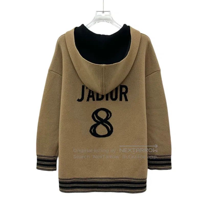 Dior Dior Dark brown logo letter inlaid cashmere hooded long-sl Size XS / US 0-2 / IT 36-38 - 2 Thumbnail