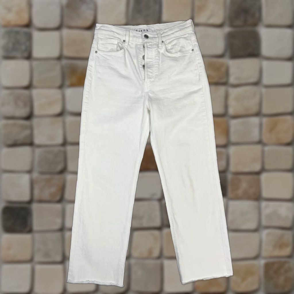 Denime Frank And Eileen Monaghan Mom Jeans Womens 28 White Denim Logo Grayed Hem 28x24 Vintage No 5-Pocket Jeans Size 28" / US 6 / IT 42 - 1 Thumbnail