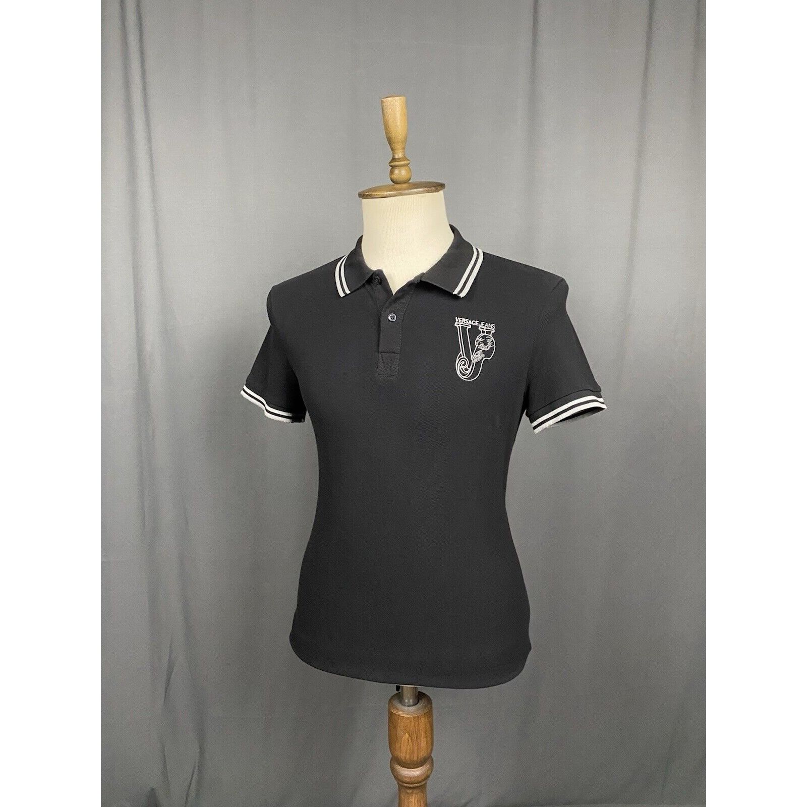 Versace Versace Big Logo Men's Black Polo T-Shirt Size 50 Size US M / EU 48-50 / 2 - 4 Thumbnail