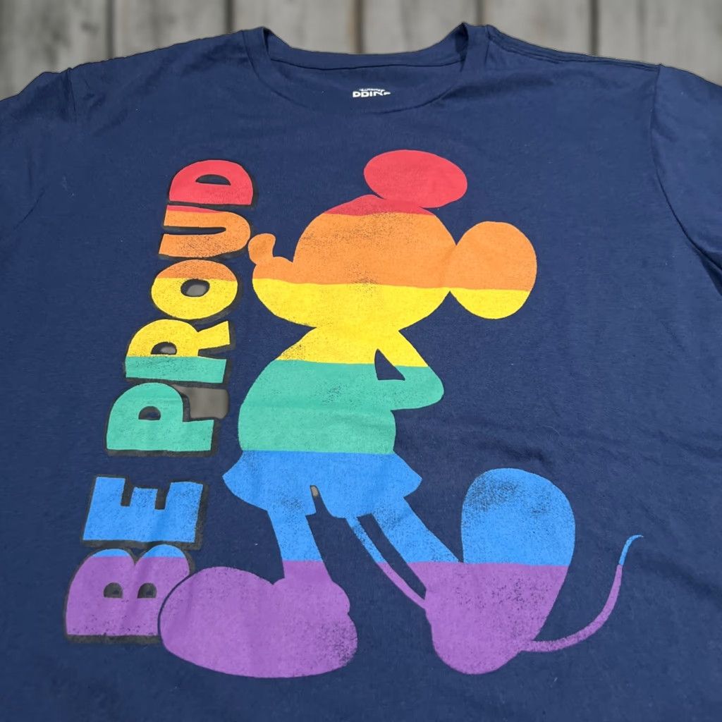 Disney Disney Pride Shirt Mens XL 46/48 Mickey Mouse Be Proud Rainbow Pride Tee Shirt Mens XL Multicolor Disney Pride Collection Rainbow 90s Theme Mens Size US XL / EU 56 / 4 - 1 Thumbnail