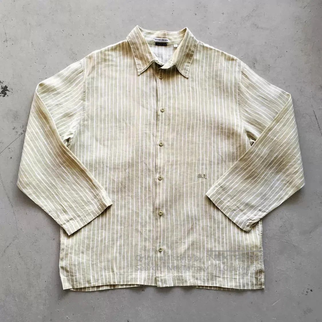 Stone Island Beige Striped Long Sleeve Button. Size US L / EU 52-54 / 3 - 1 Thumbnail