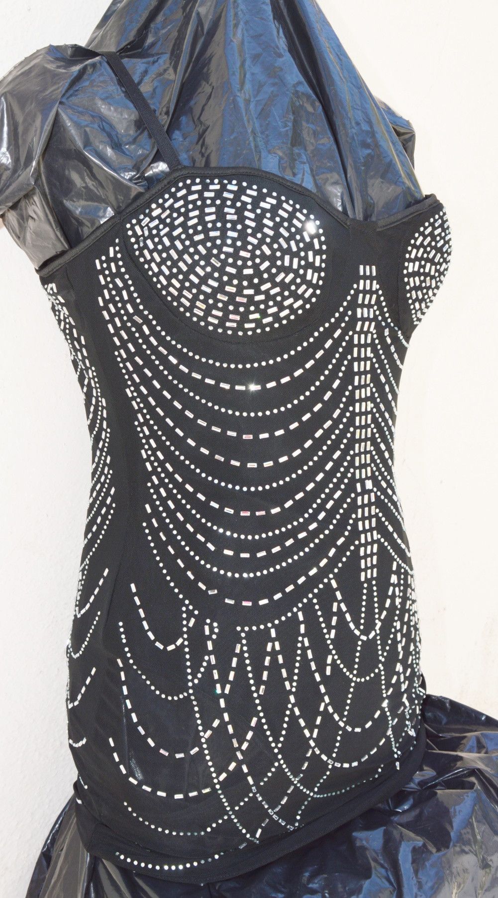 Other MINIDRESS SEQUIN/GLITTER SILVER BLACK STRAPS SUPER STRETCH Size M / US 6-8 / IT 42-44 - 5 Thumbnail