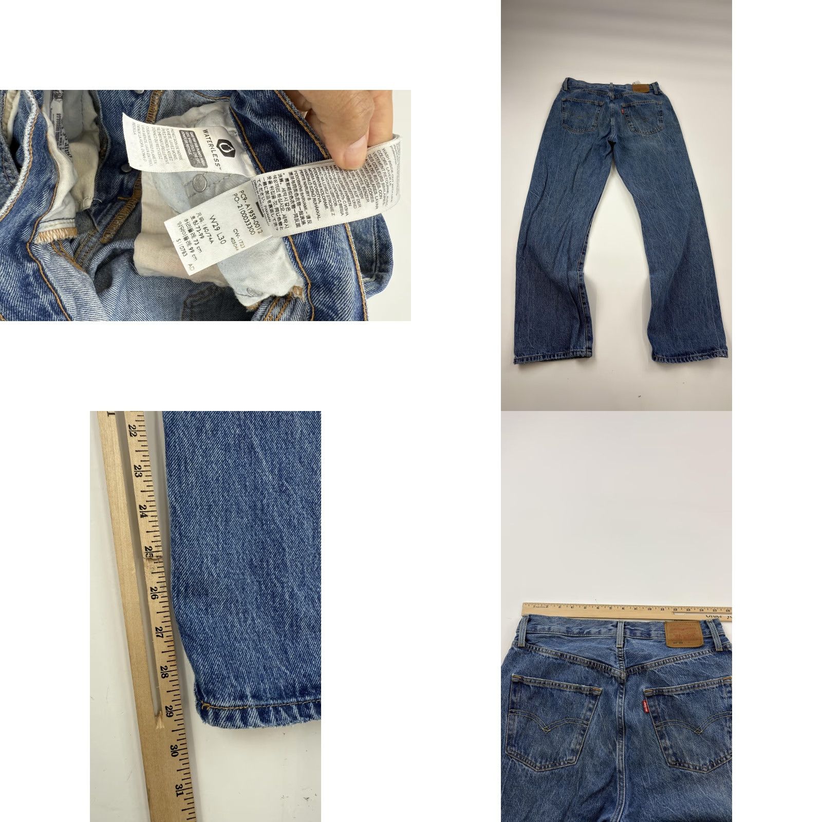 Levi's VINTAGE Levi's 501 Jeans Mens 29x30 Blue Denim Straight Leg Waterless Cotton Classic 90s Size US 29 - 8 Thumbnail