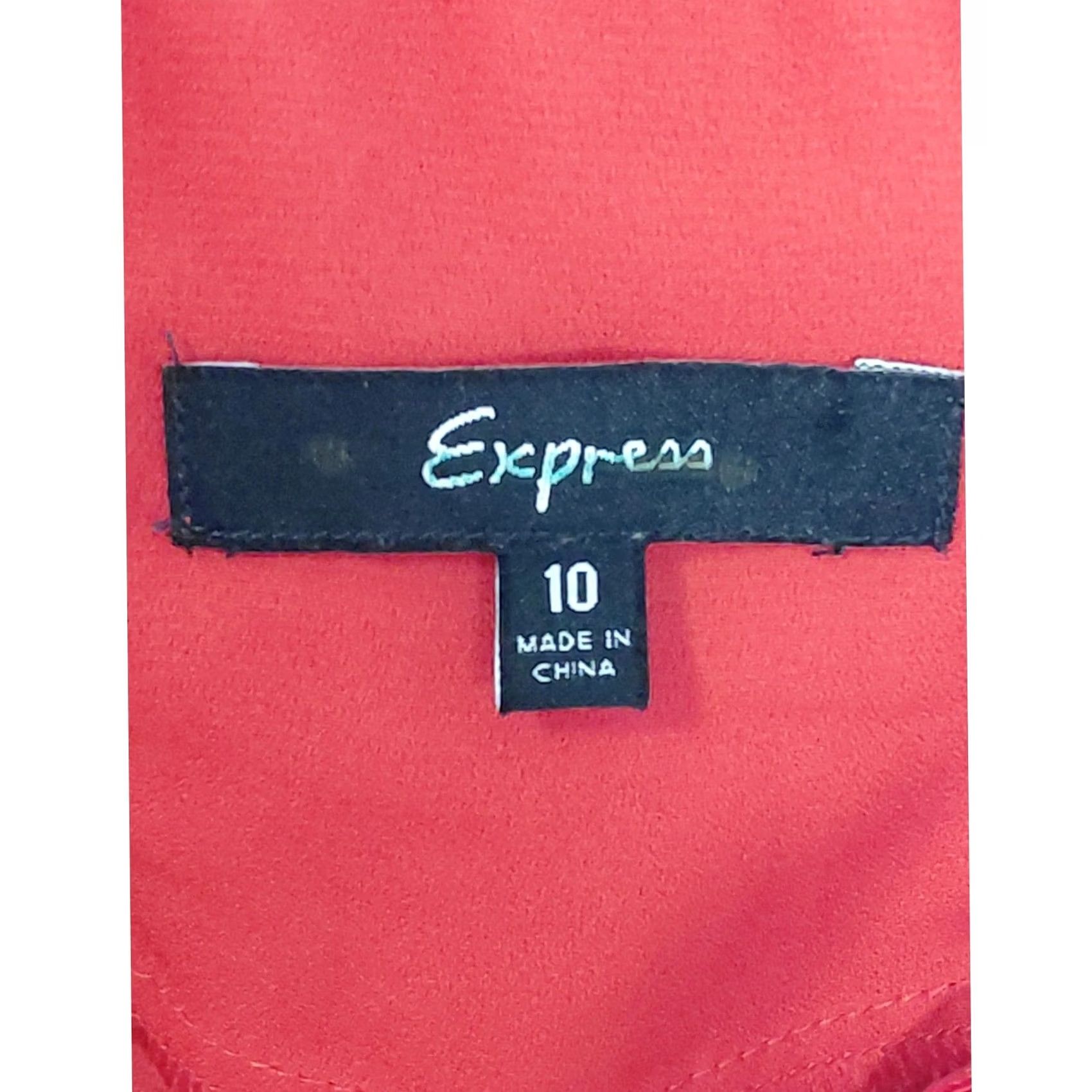Express Express Silk Red Dress Solid Sleeveless Ruched Short 100% Silk Women Size 10 Size 32" / US 10 / IT 46 - 3 Thumbnail