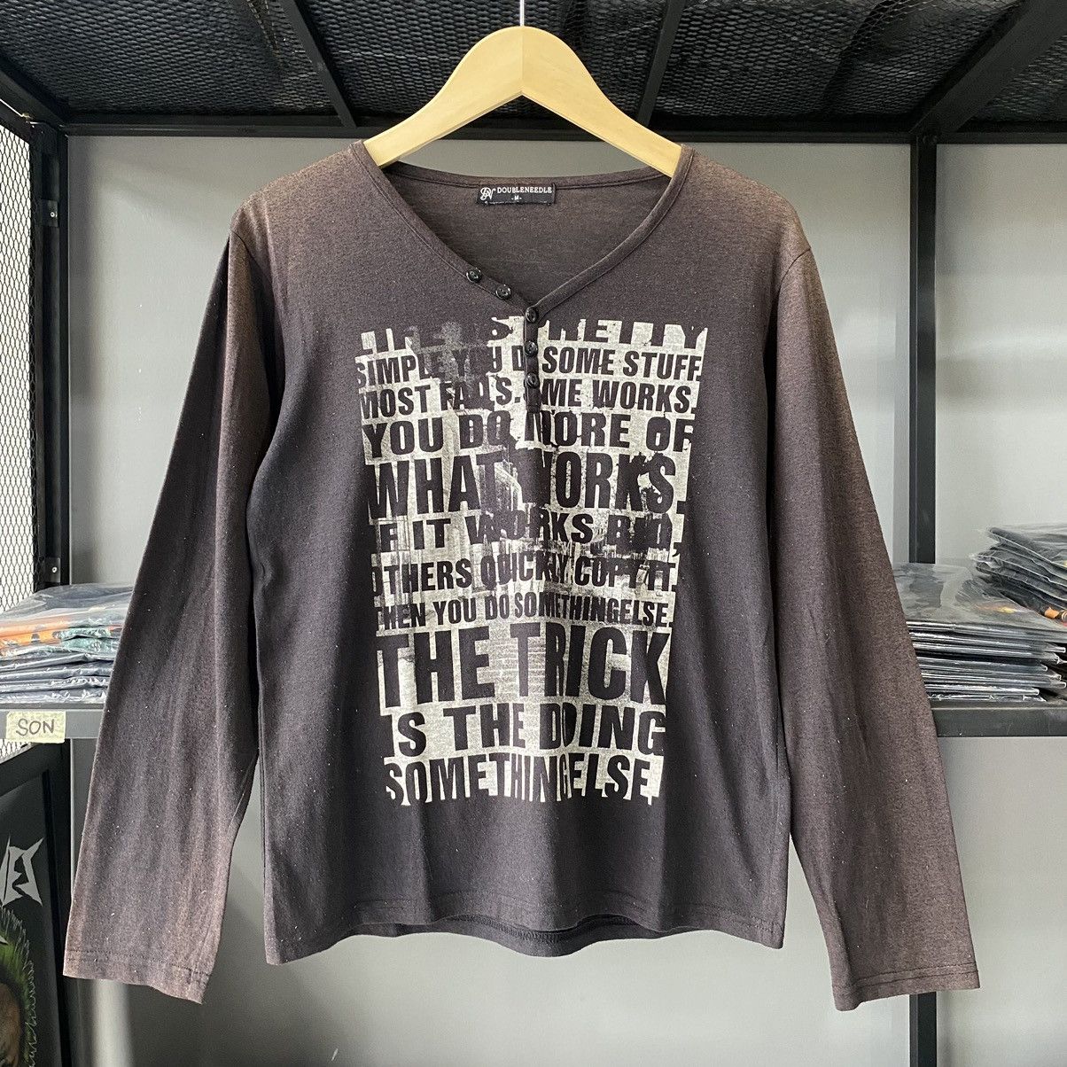 If Six Was Nine × Japanese Brand × Le Grande Bleu (L.G.B.) Japanese Poem Faded by Double Needle Long Sleeve Size US M / EU 48-50 / 2 - 1 Thumbnail