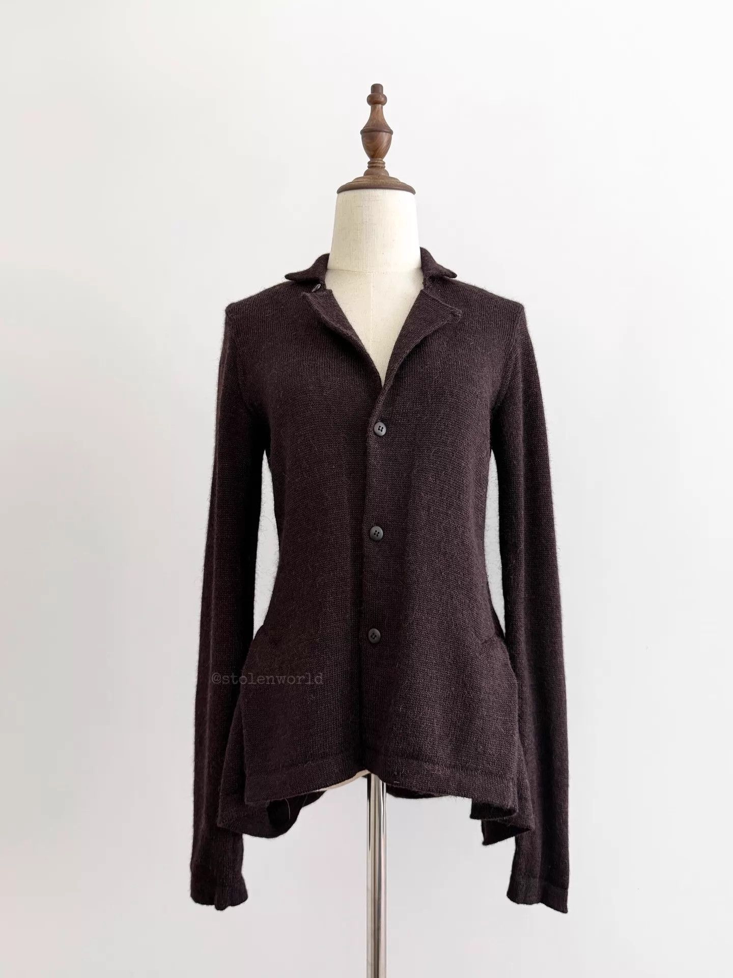 Y's Y's Transformed Wool Cardigan Deep Cocoa Purple-Red Tone Size L / US 10 / IT 46 - 3 Thumbnail