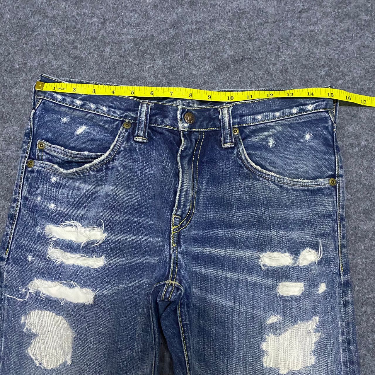 Le Grande Bleu (L.G.B.) 💥Best Offer💥Vintage Blue Blue Japan FlareDistressed Denim Size US 31 - 3 Thumbnail