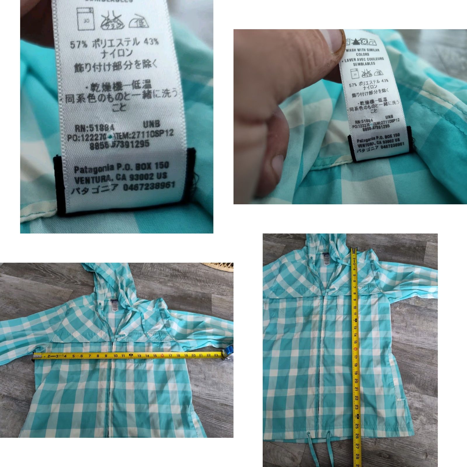 Patagonia Patagonia Women's Windbreaker Jacket Gingham Check Blue Lightweight Hooded Full Zip M Medium Relaxed Fit Activewear Outdoor Hiking Size M / US 6-8 / IT 42-44 - 8 Thumbnail
