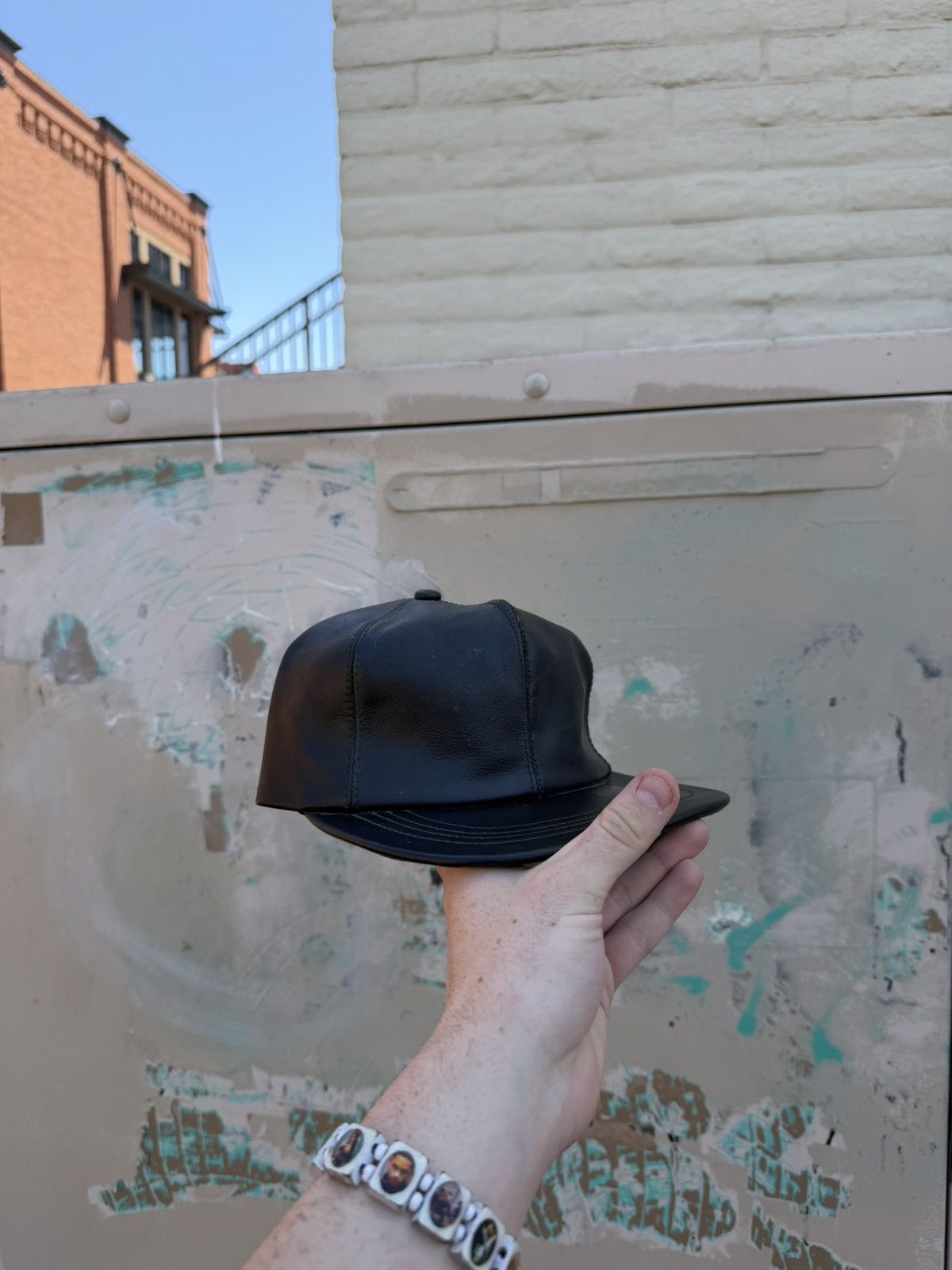 Vintage Vintage Black Leather Adjustable Hat Size ONE SIZE - 1 Thumbnail