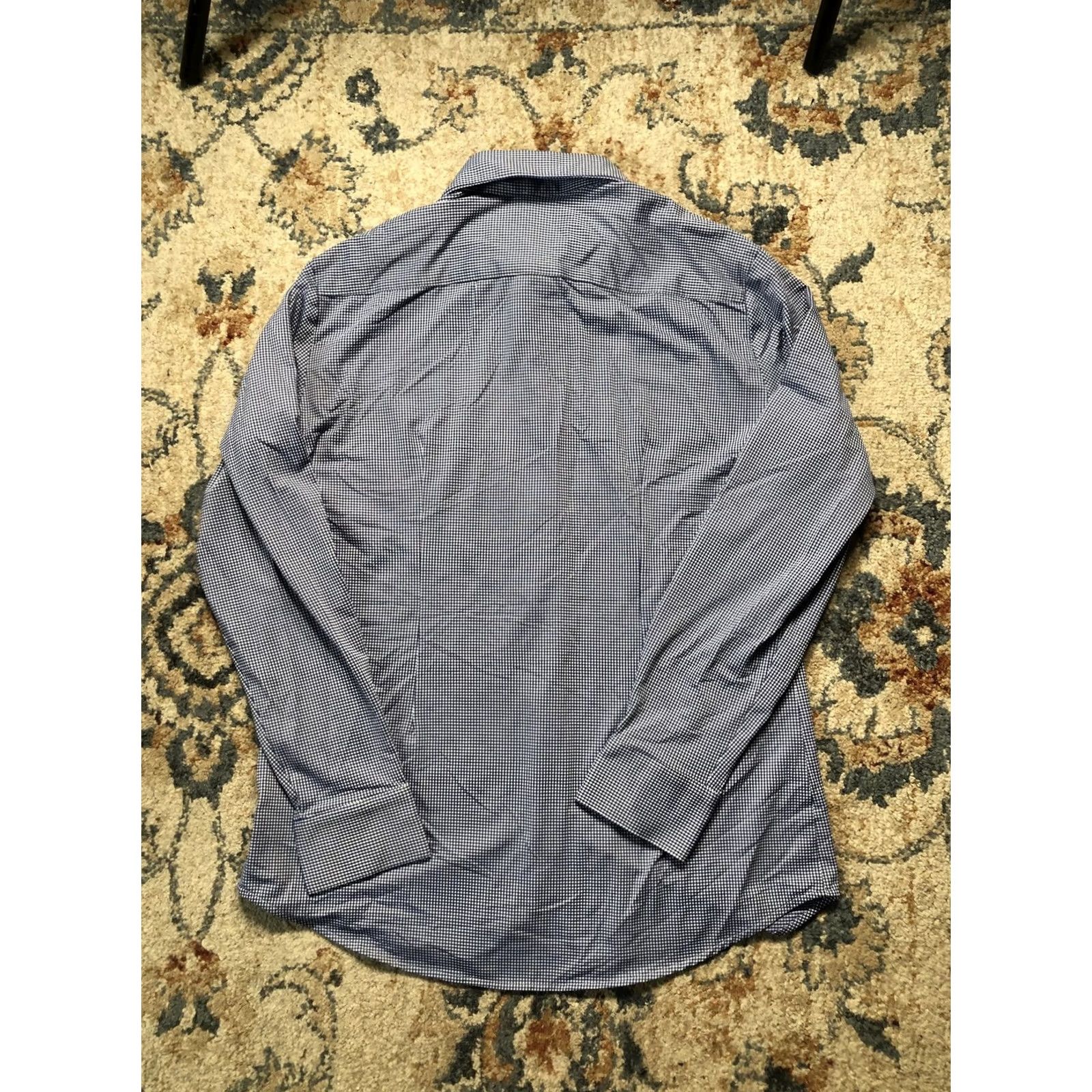 Mizzen+Main Mizzen+Main Shirt Mens Large Blue Gingham Spinnaker Trim Fit Dress Button Up Size 42R - 7 Thumbnail