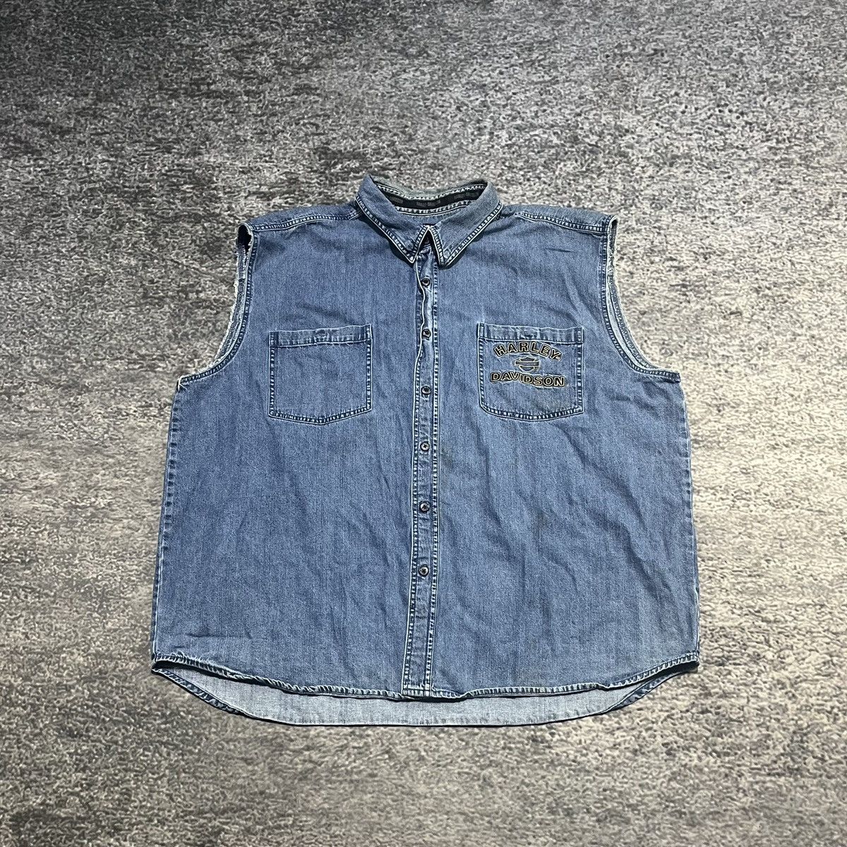 Harley Davidson VINTAGE HARLEY DAVIDSON EMBROIDERED EAGLE BIKE DENIM VEST Size US XXL / EU 58 / 5 - 2 Thumbnail