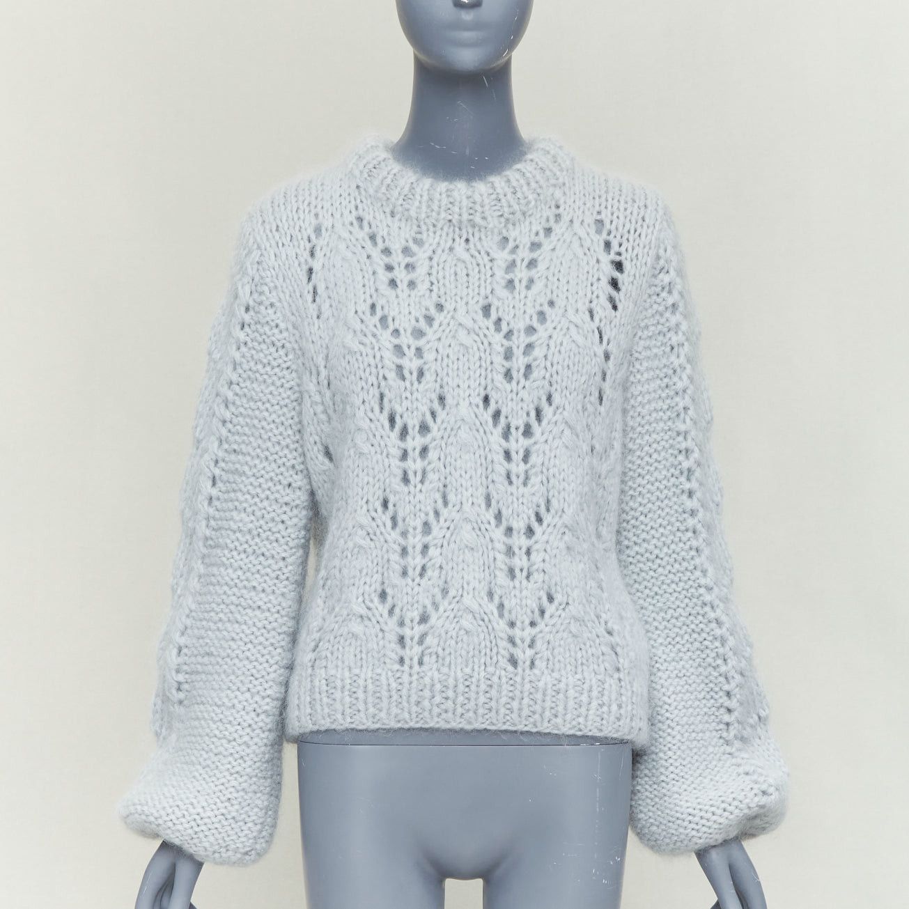 Ganni GANNI misty blue mohair wool climate compensated chunky sweater M Size M / US 6-8 / IT 42-44 - 1 Thumbnail