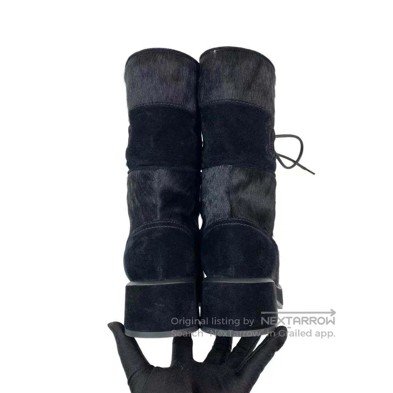 Chanel Chanel Double C logo horsehair lace-up socks and boots| Size US 5 / IT 35 - 6 Thumbnail