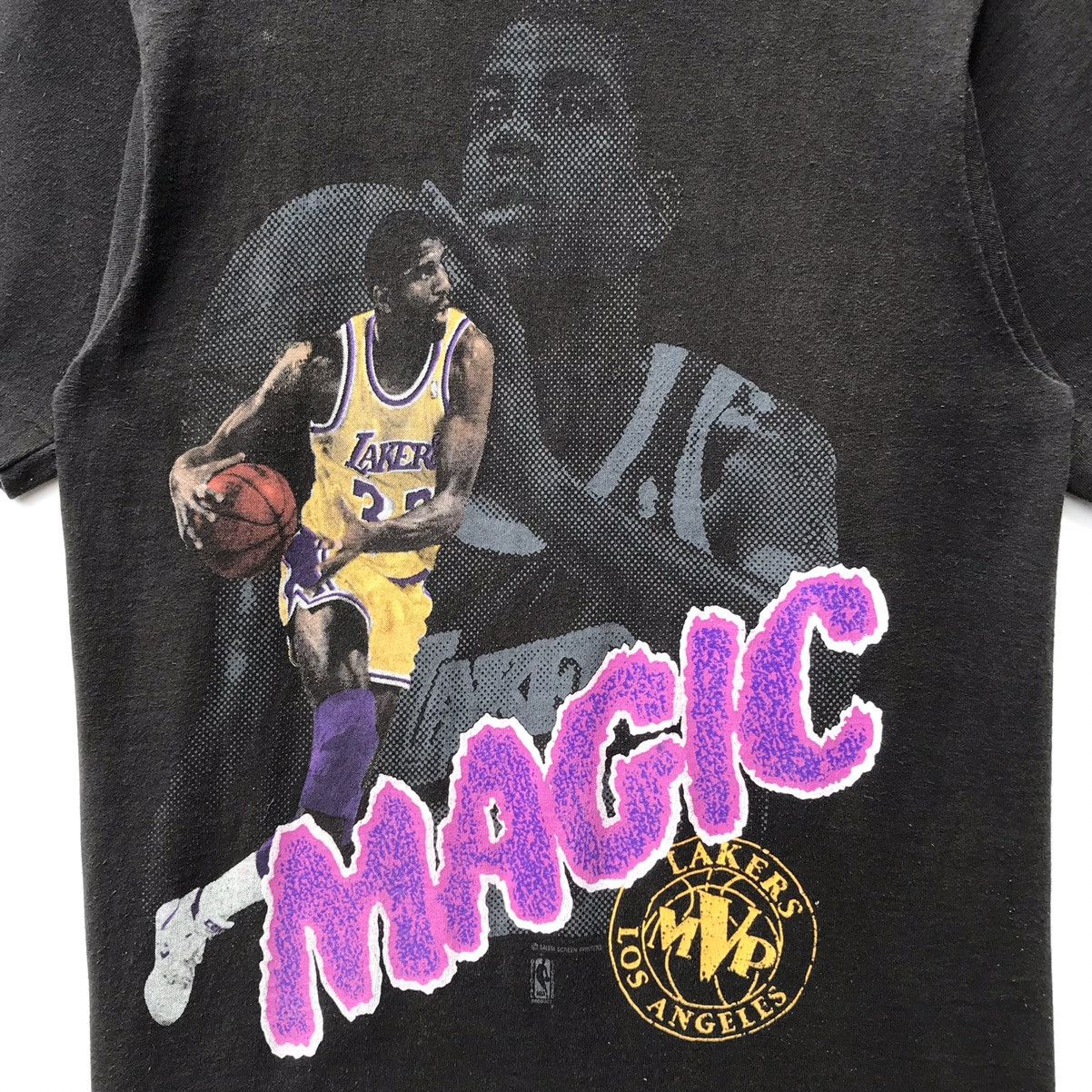 NBA × Vintage Vintage 90s Magic Johnson Lakers NBA Shirt SunFaded Size US S / EU 44-46 / 1 - 12 Thumbnail