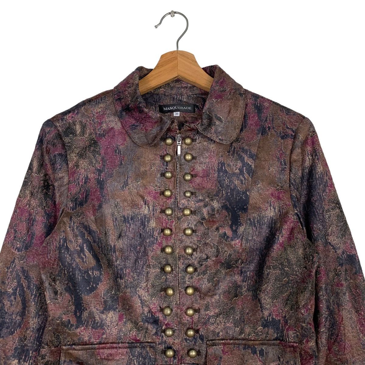 Japanese Brand MASQUERADE Fullprint Studded Zipper Jacket #0107-C6 Size S / US 4 / IT 40 - 3 Thumbnail