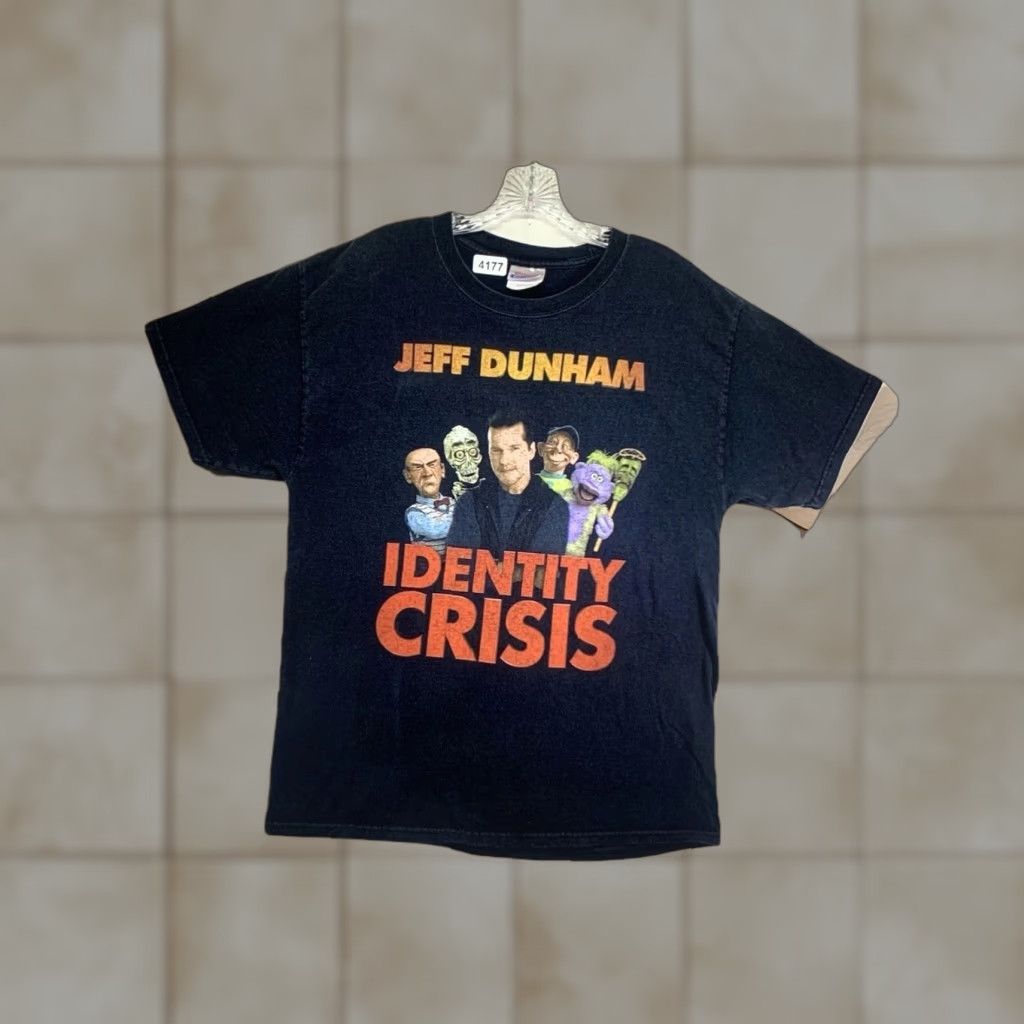 Hanes VINTAGE Jeff Dunham T-Shirt Peanut Identity Crisis 2010s Tour Mens Large Black Cotton Double-Sided Size US L / EU 52-54 / 3 - 1 Thumbnail