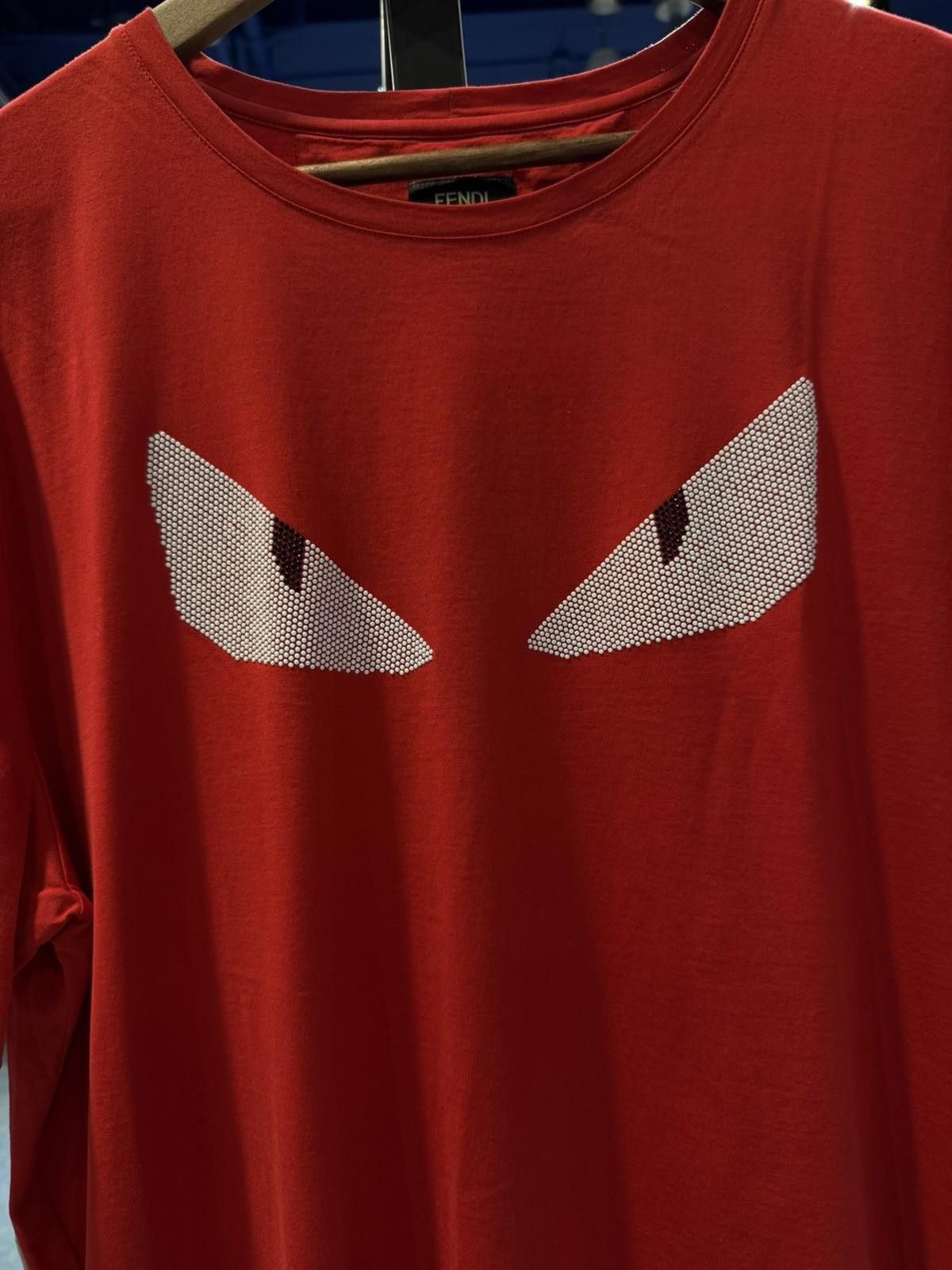 Fendi FENDI Men's Size- (58) Red Cotton Silver Eyes T-Shirt $700 Size US XL / EU 56 / 4 - 6 Thumbnail