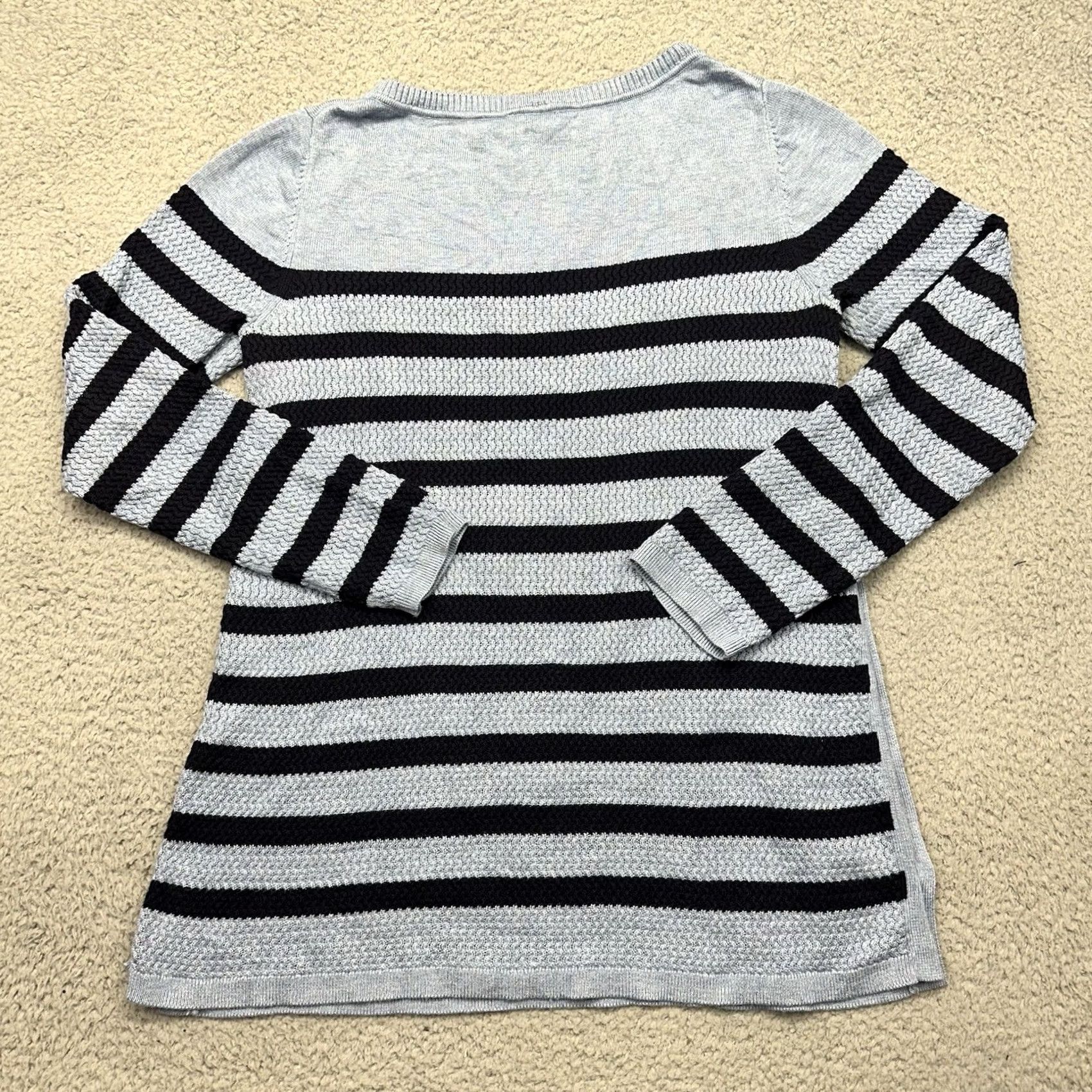 Talbots Talbots Womens Medium L/S Side Button Striped Sweater Navy & Light Blue Size M / US 6-8 / IT 42-44 - 2 Thumbnail