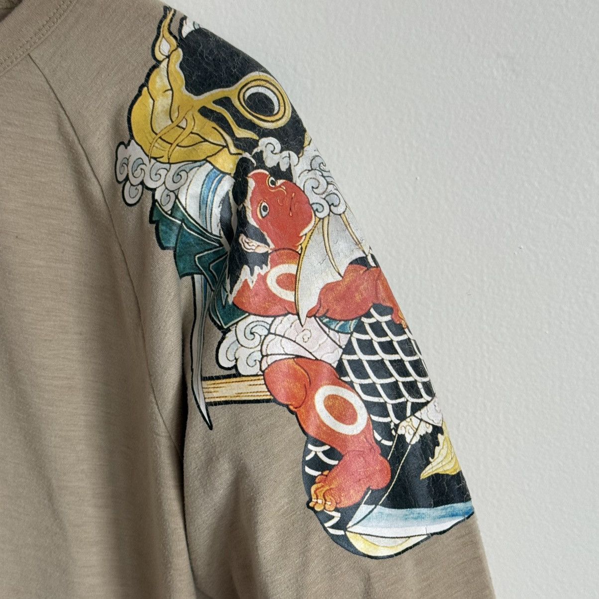If Six Was Nine × Japanese Brand × Vintage MdP Modèle de Prudence Japan Tattoo Sleeve Beige 3/4 T-Shirt Size US L / EU 52-54 / 3 - 7 Thumbnail