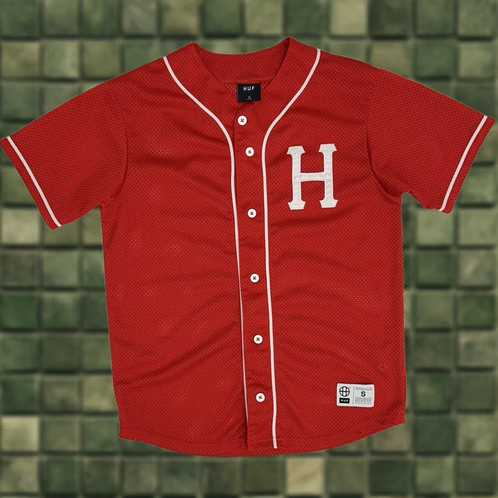 Huf HUF Red Embroidered H Logo Button-up Jersey Short Sleeve Men’s Small Size US S / EU 44-46 / 1 - 1 Thumbnail
