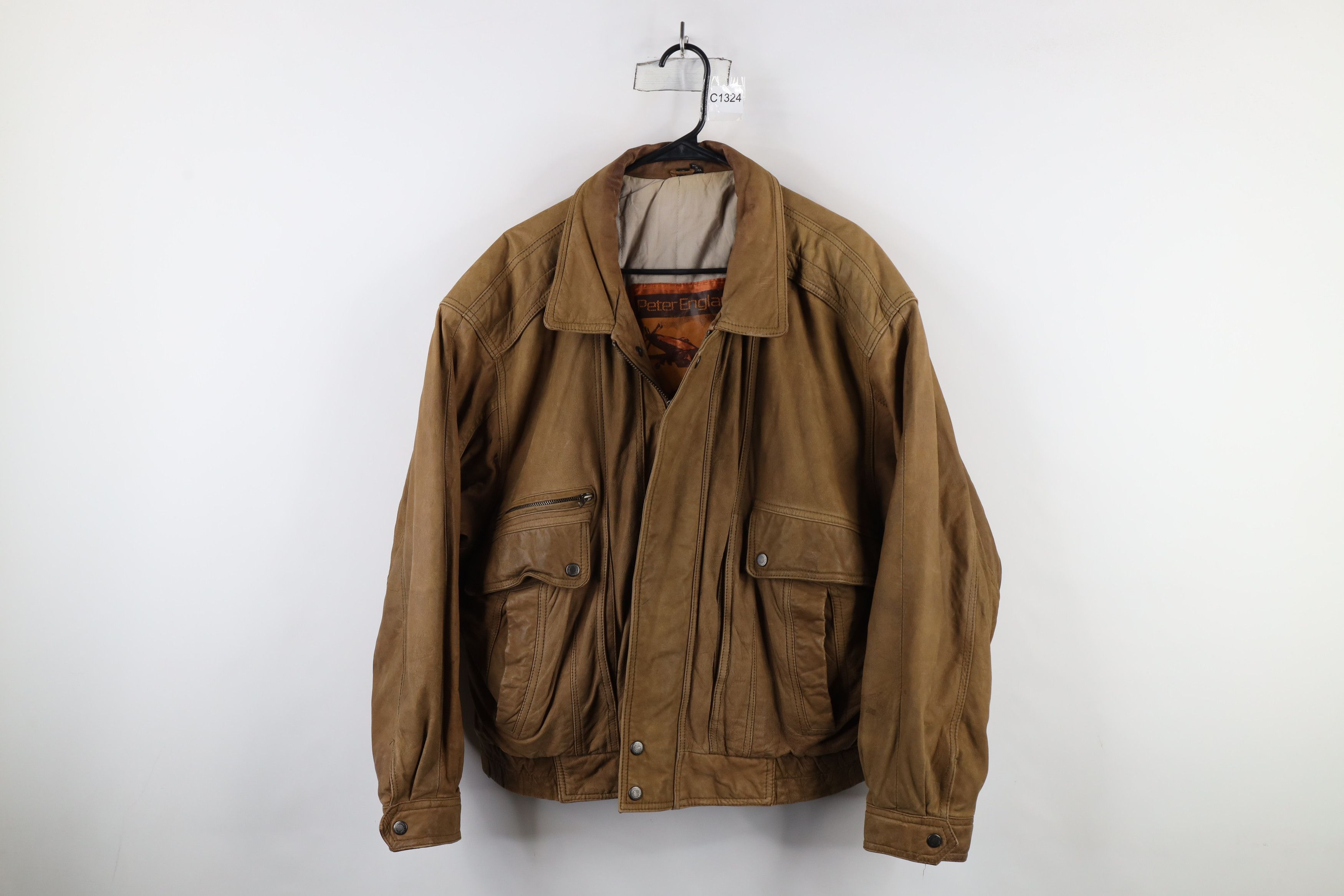 Vintage Vintage 90s Streetwear Leather Full Zip Bomber Flight Jacket Size US XL / EU 56 / 4 - 1 Thumbnail