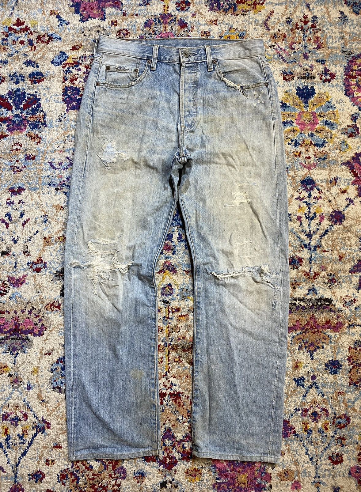 Levi's × Vintage Distressed Washed Blue Rindem Japan 501 Levis 30x32 Size US 32 / EU 48 - 1 Thumbnail