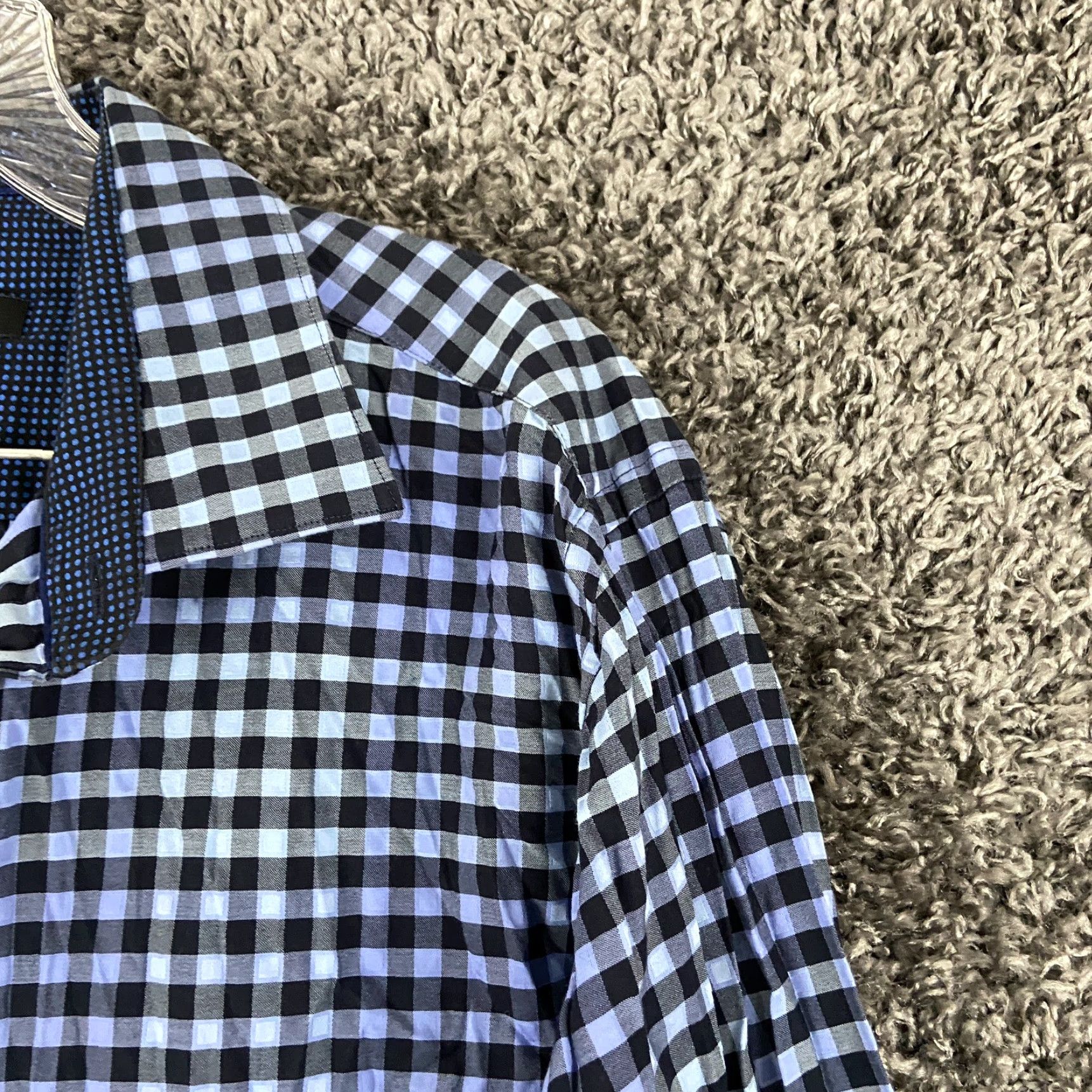 BUGATCHI Bugatchi Mens L Blue Plaid Classic Fit Long Sleeve Button-Up Shirt Size US L / EU 52-54 / 3 - 4 Thumbnail