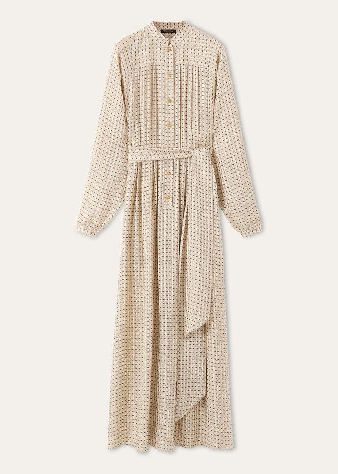 Loro Piana os11x0326 FAQ6125 Leslie Dress in Ivory/Brown Size L / US 10 / IT 46 - 1 Thumbnail