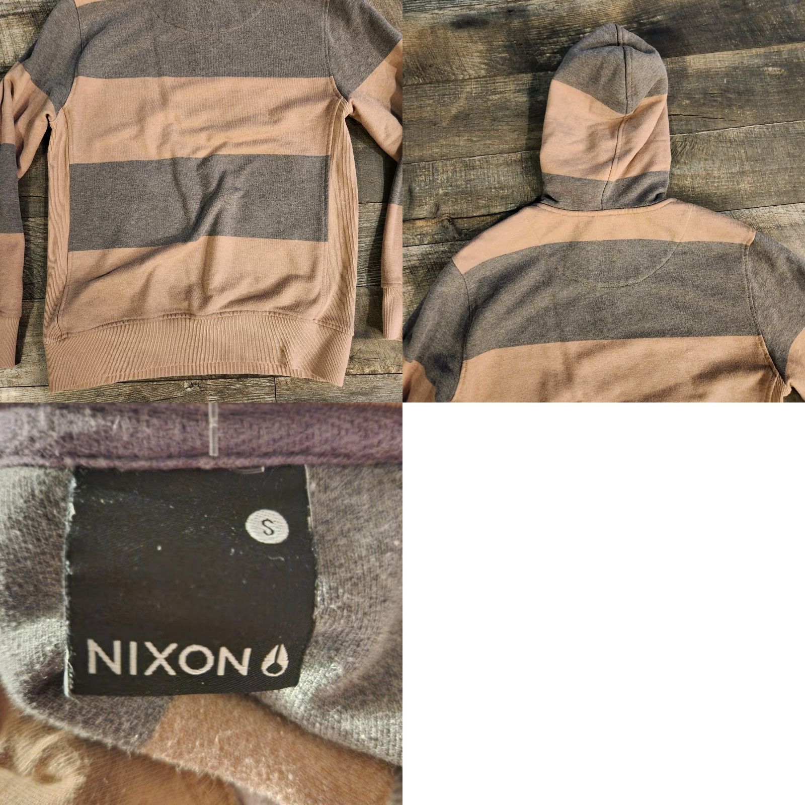 Nixon Nixon Hoodie Mens Small Pullover Sweatshirt Striped Gray Brown Mens Size US S / EU 44-46 / 1 - 8 Thumbnail