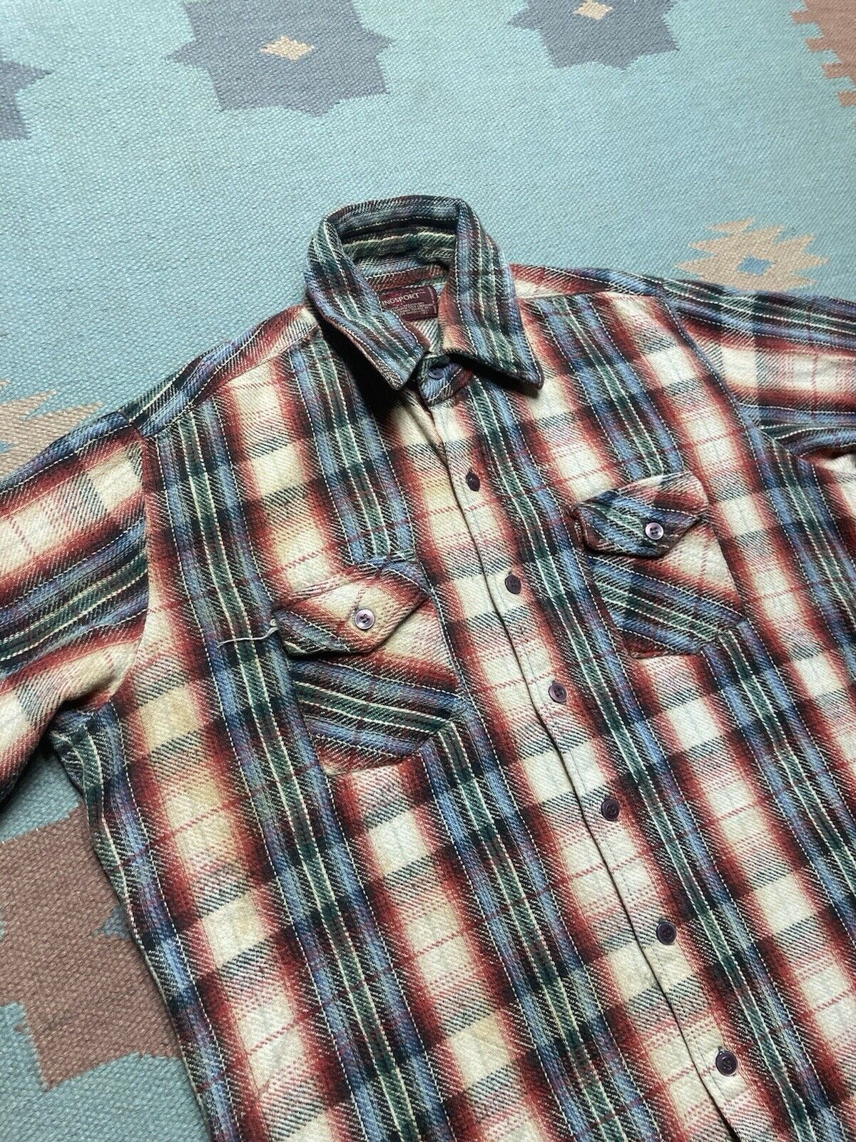 Sears × Vintage VTG 80s woven cotton flannel Kingsport heavyweight check L Size US L / EU 52-54 / 3 - 3 Thumbnail