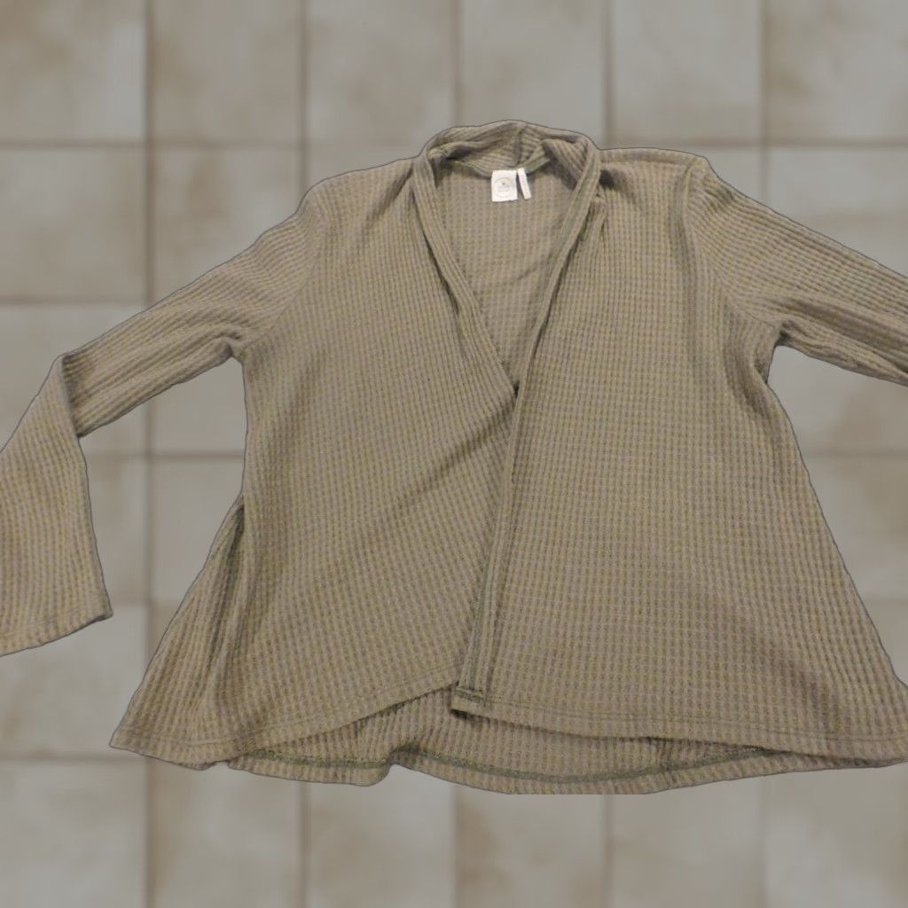 Vintage Paper Crane Cardigan Sweater Long Sleeve V-Neck Green M Womens Stretch Puff Sleeve Bow Button Knitted Cotton Size M / US 6-8 / IT 42-44 - 1 Thumbnail