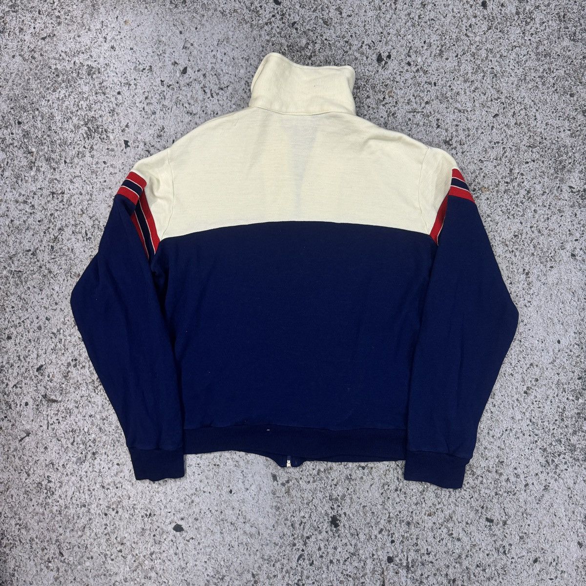 Vintage 80s Cotton Acrylic Striped Zip Up Track Jacket ERD Raimundo Size US L / EU 52-54 / 3 - 3 Thumbnail