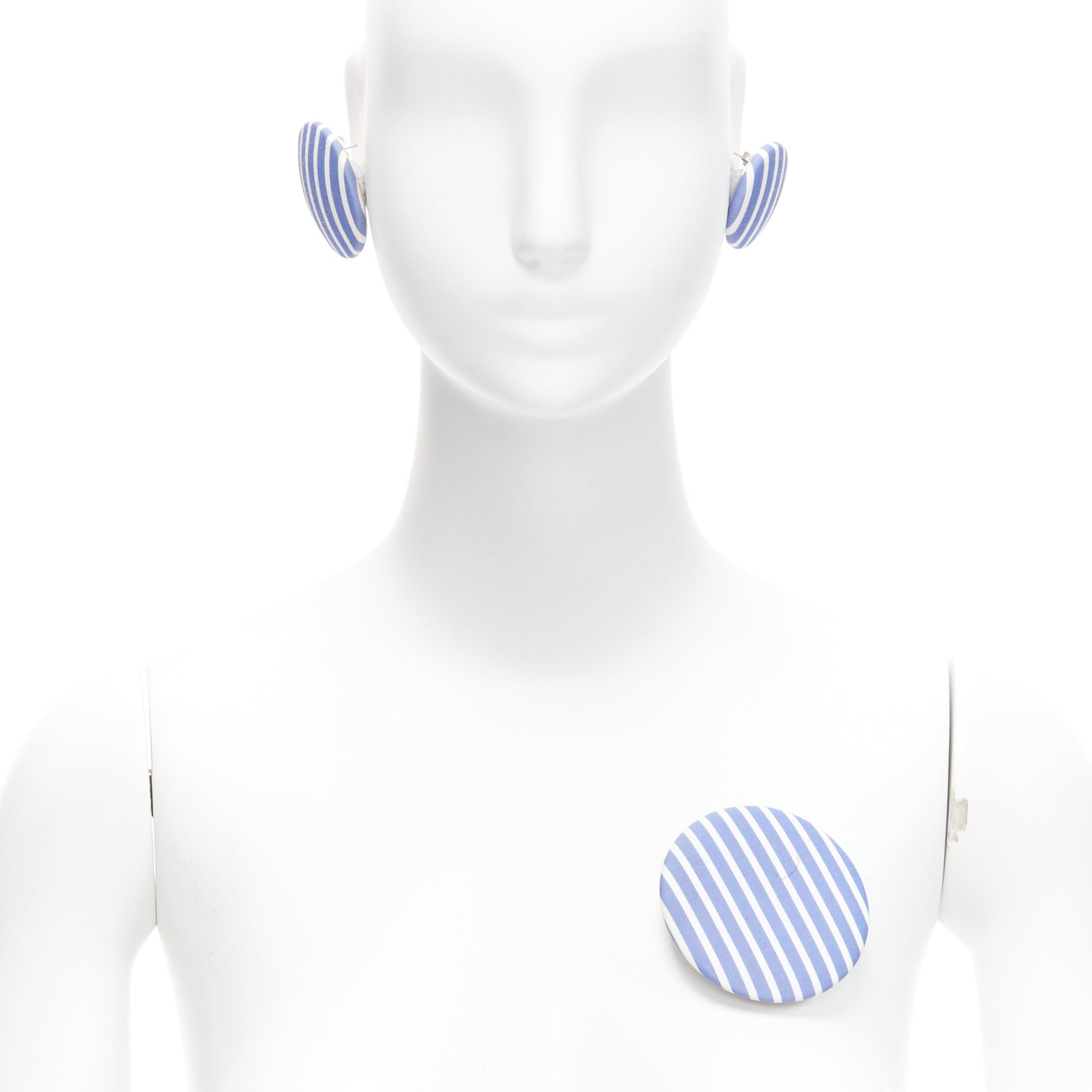 Balenciaga BALENCIAGA blue stripes fabric round badges studs earrings Set 3 Size ONE SIZE - 1 Thumbnail