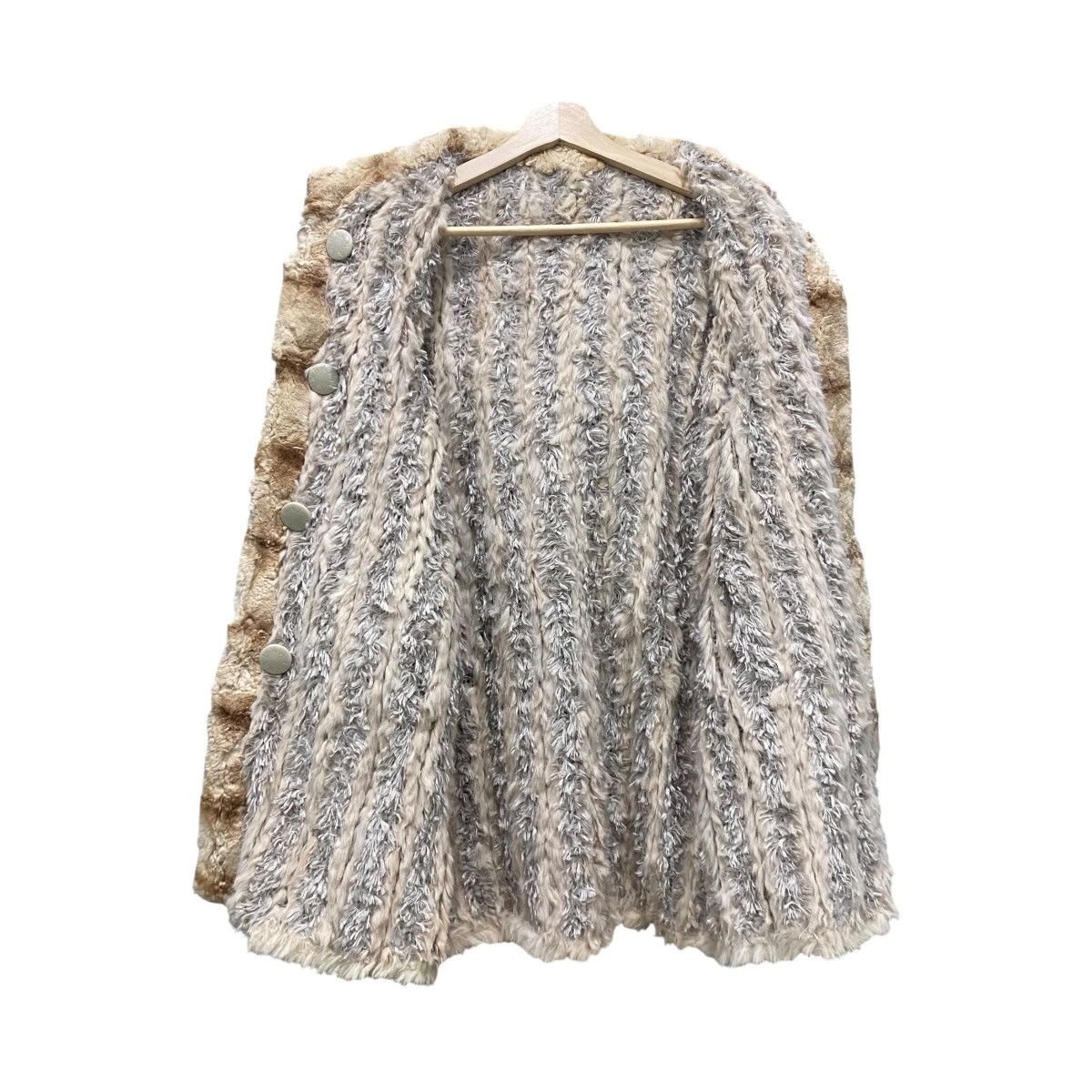 Balmain VINTAGE BALMAIN 1990s Reversible Striped Rabbit Fur Coat L Size L / US 10 / IT 46 - 3 Thumbnail