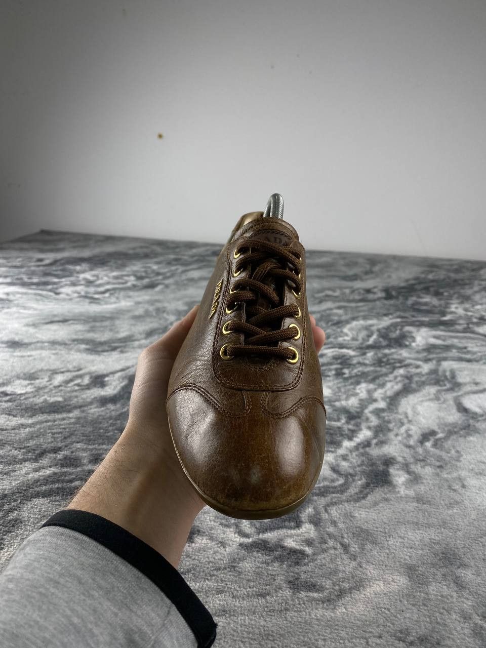 Prada Vintage Prada Leather Trainers Sneakers Women Size 36 Brown Size US 6 / IT 36 - 2 Thumbnail