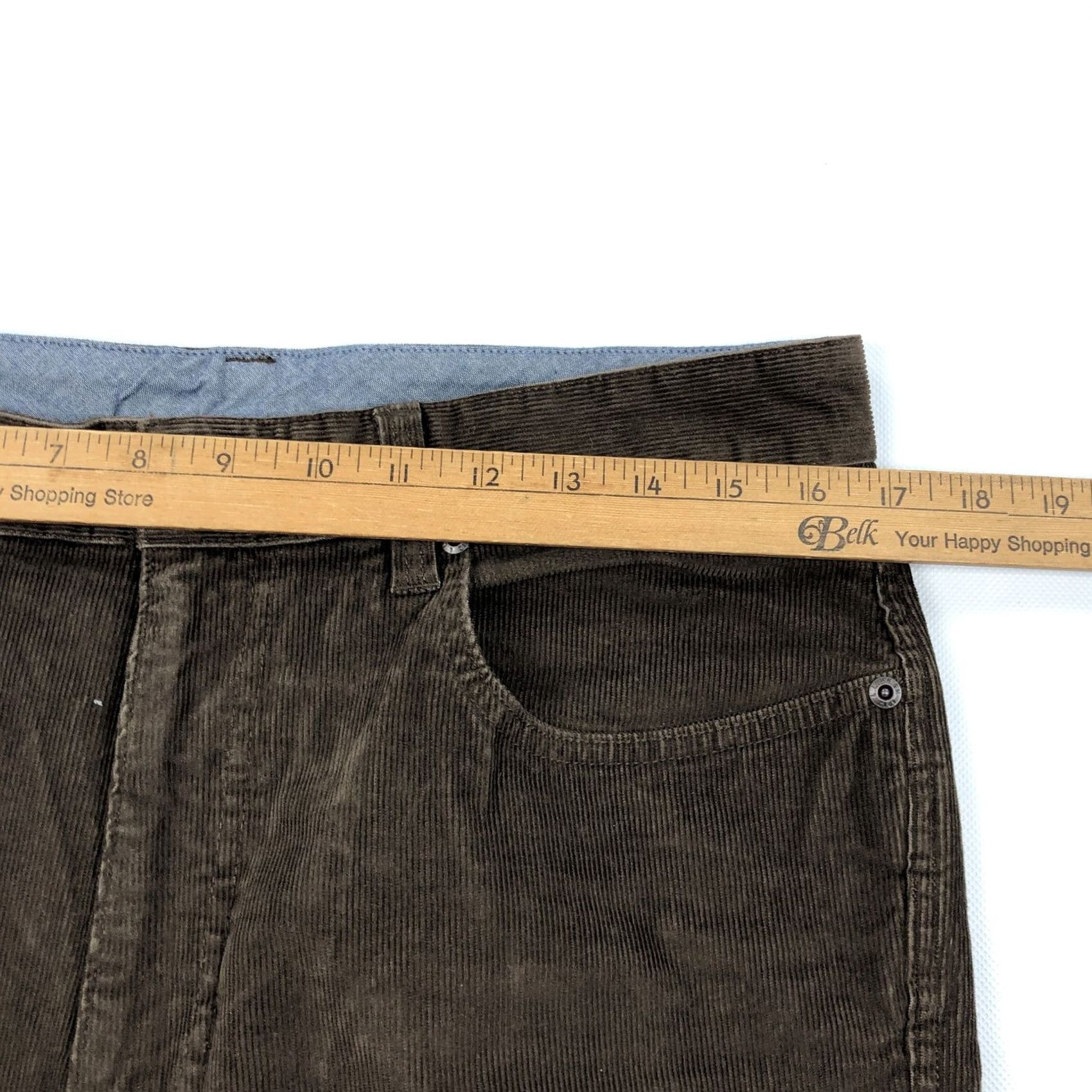 Vintage L.L.Bean Men's Corduroy Pants Flat Front Brown 33x32 Natural Fit Cotton Spandex Size US 33 - 6 Thumbnail