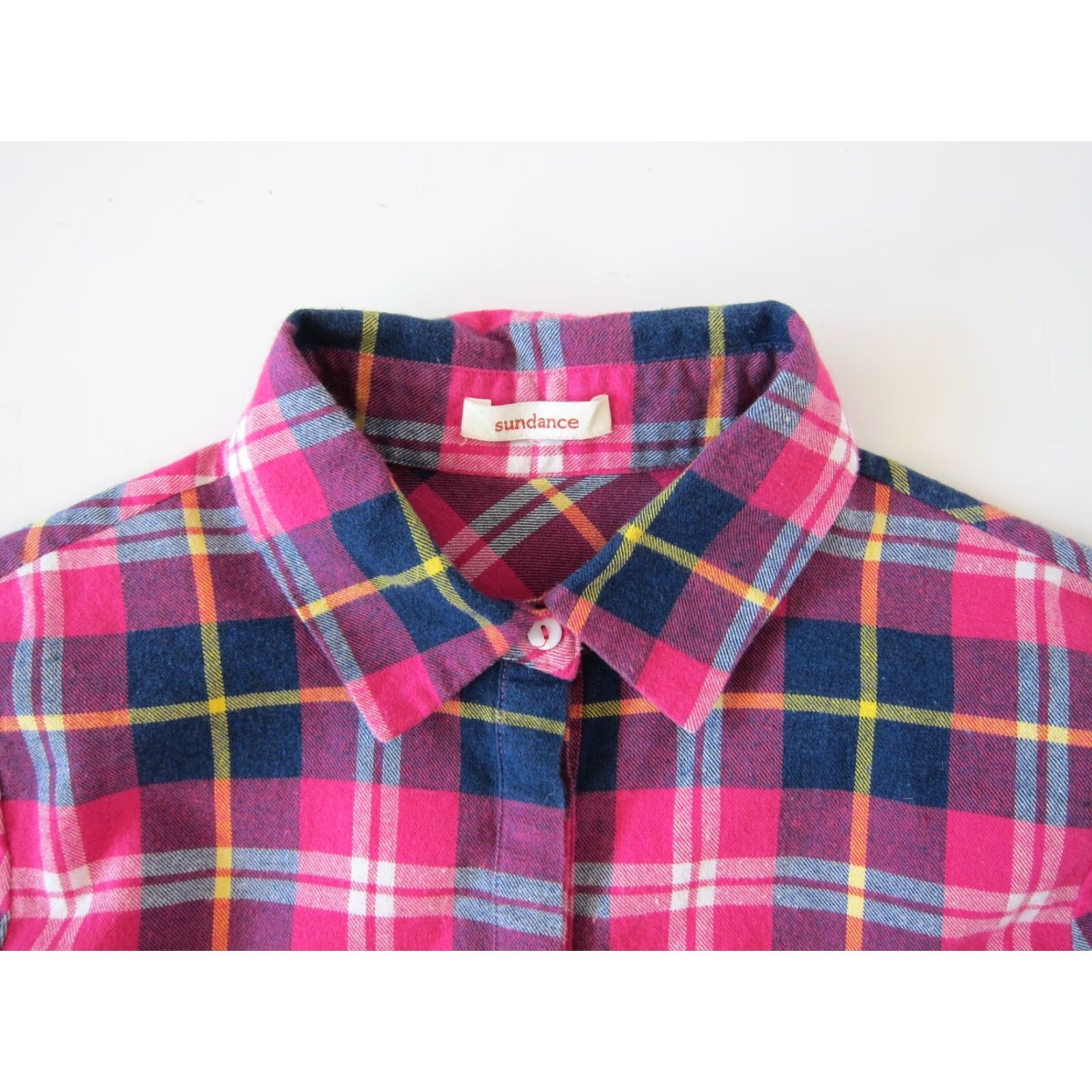 Vintage Sundance Blouse Plaid Button Down 100% Cotton Flannel Pink Small Women Size S / US 4 / IT 40 - 3 Thumbnail