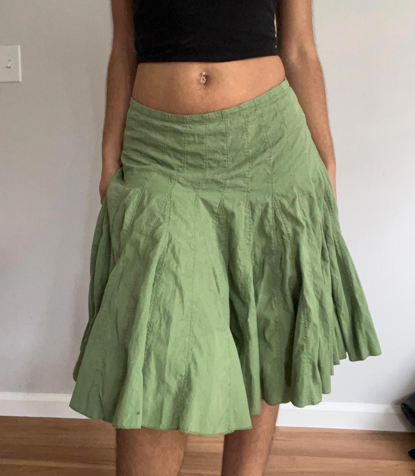 Other Women’s green cotton pleated skirt Size 27" / US 4 / IT 40 - 3 Thumbnail