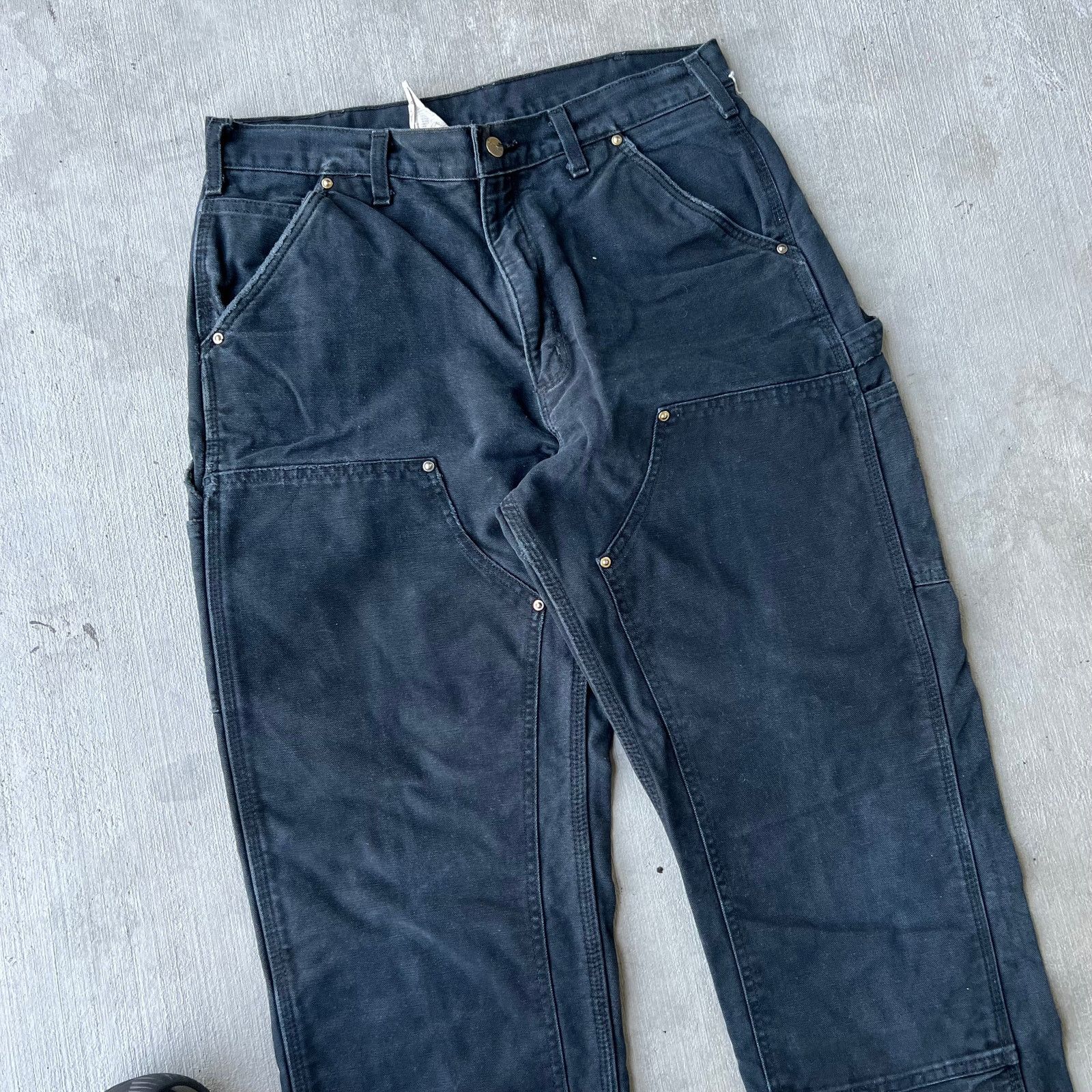 Carhartt × Vintage Carhartt black flannel lined double knee work wear pants Size US 32 / EU 48 - 2 Thumbnail