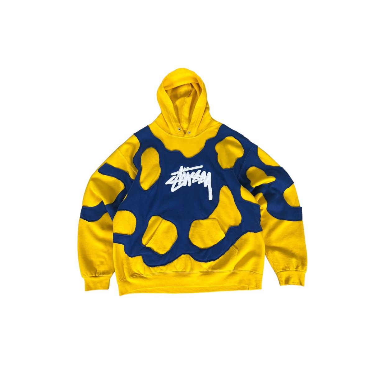 Stussy 1/1 “Mustard&Sky blue” Stussy spider web reworked hoodie | Grailed