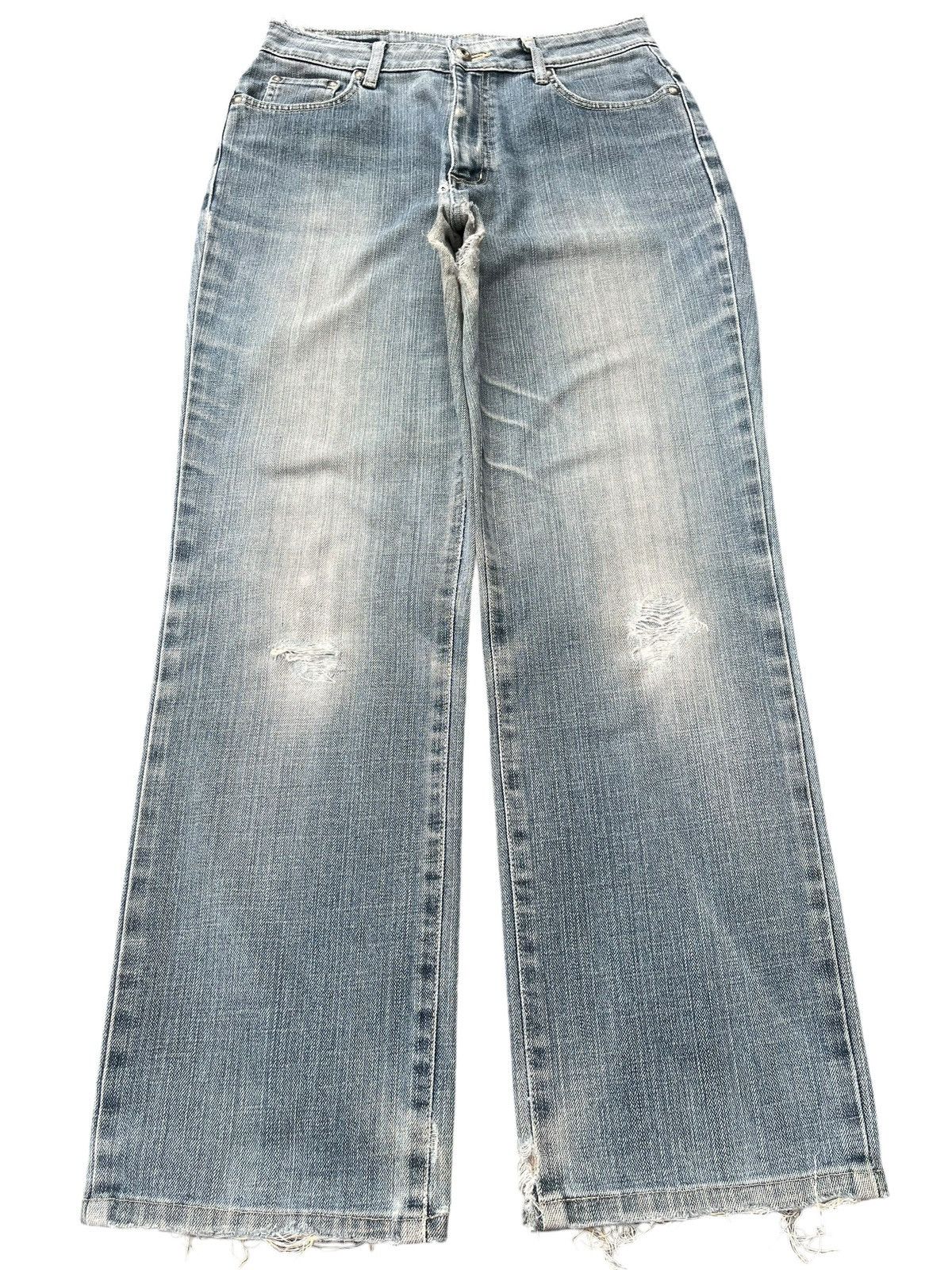 Edwin × Japanese Brand × KMRii Vintage Japanese Brand Blue Washed Straight Frayed Leg Jeans Size US 29 - 1 Thumbnail