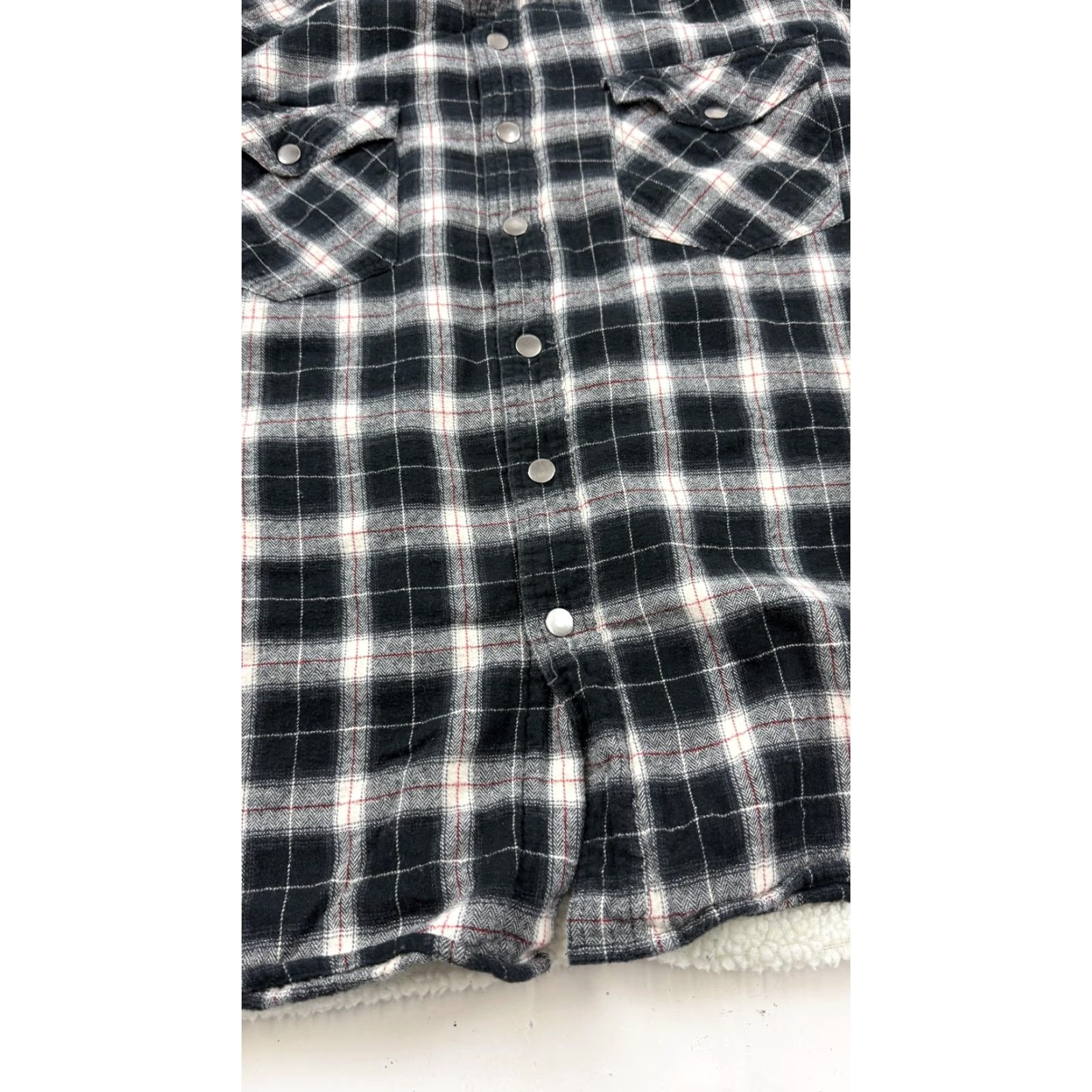 Roper Roper Shirt Jacket Mens M Black Plaid Flannel Sherpa Lined Snap Western Quilted Shirt Jacket Size US M / EU 48-50 / 2 - 2 Thumbnail