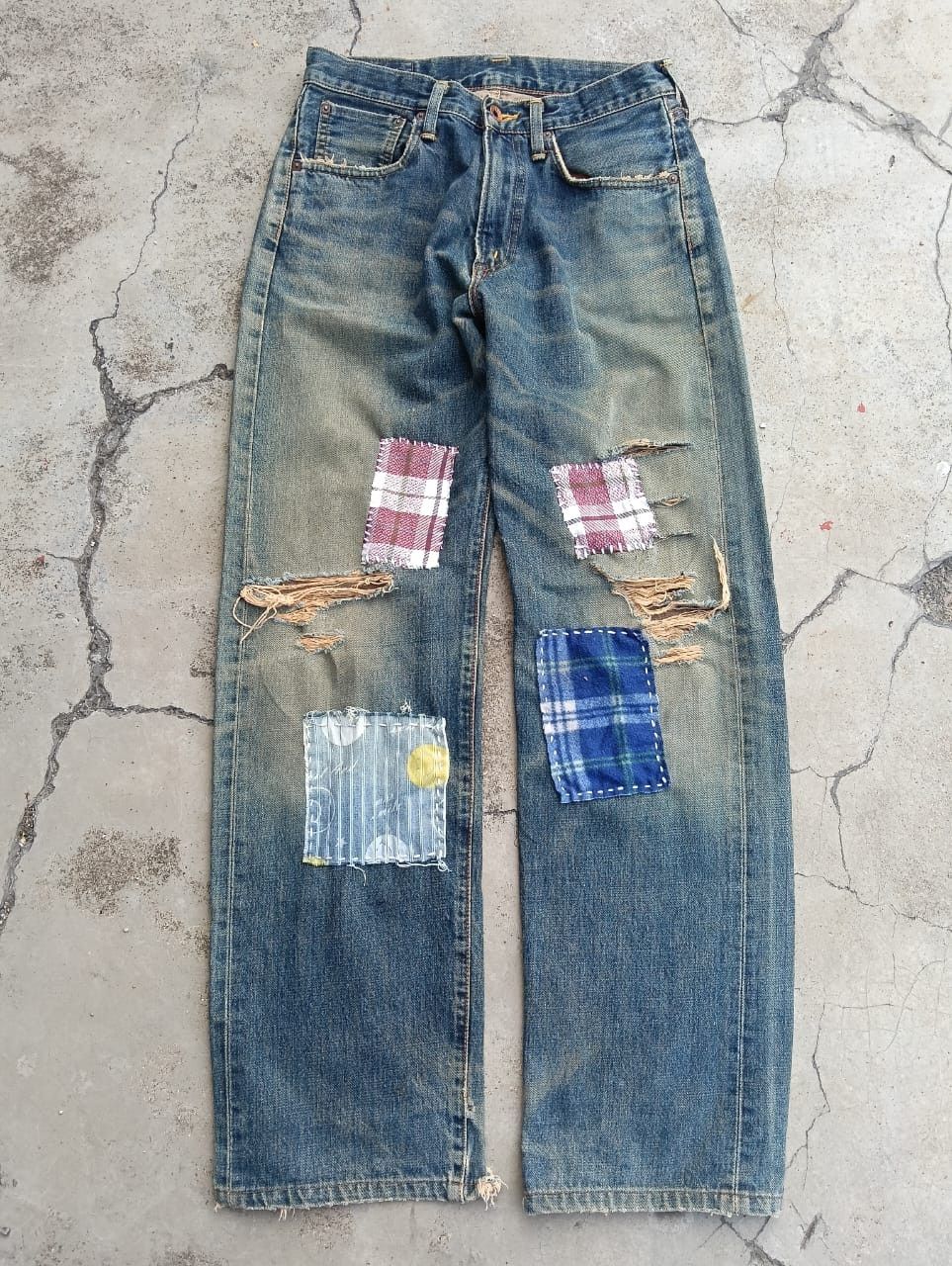 Edwin THRASHED vintage Edwin 505x selvedge patchwork denim. Size US 28 / EU 44 - 1 Thumbnail